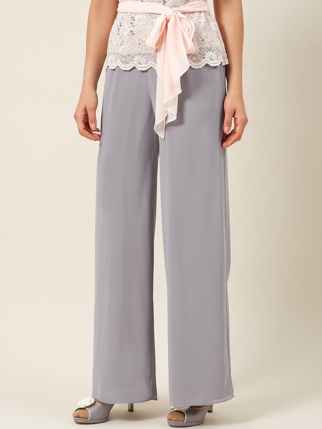 Jacques Vert Wide Leg Chiffon Trousers Light Brown