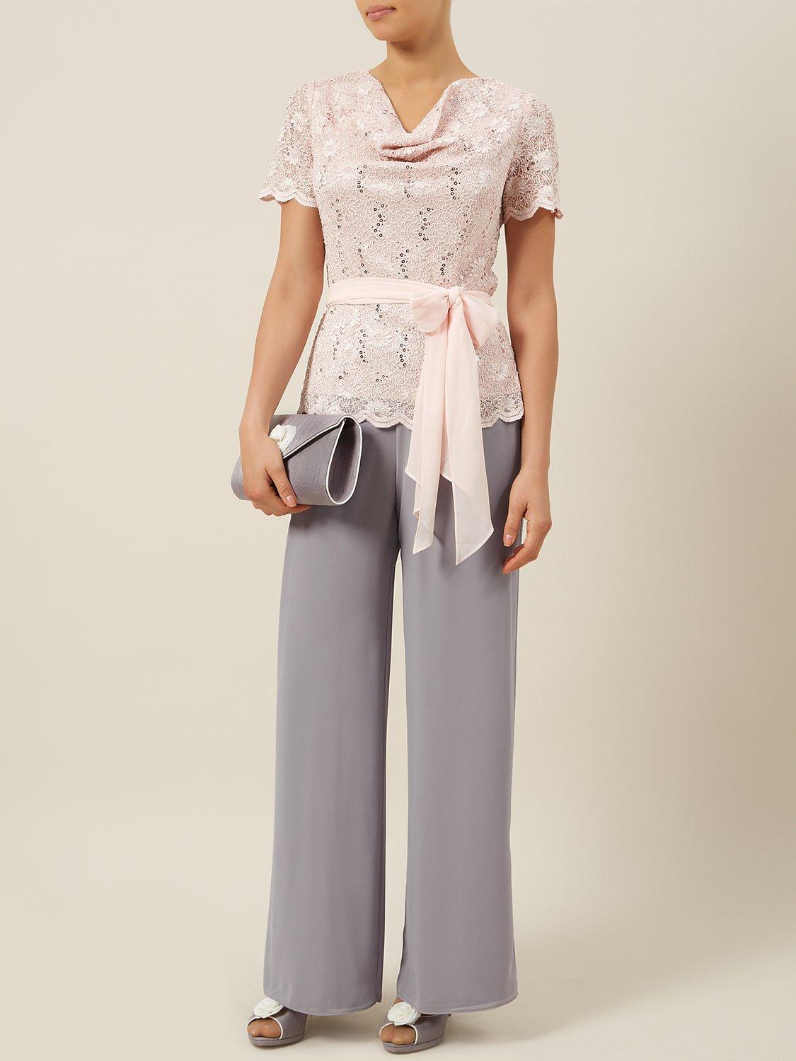 Jacques Vert Wide Leg Chiffon Trousers Light Brown