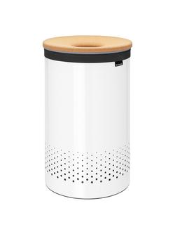 Brabantia Cork Lid Laundry Bin, White, 60L, White