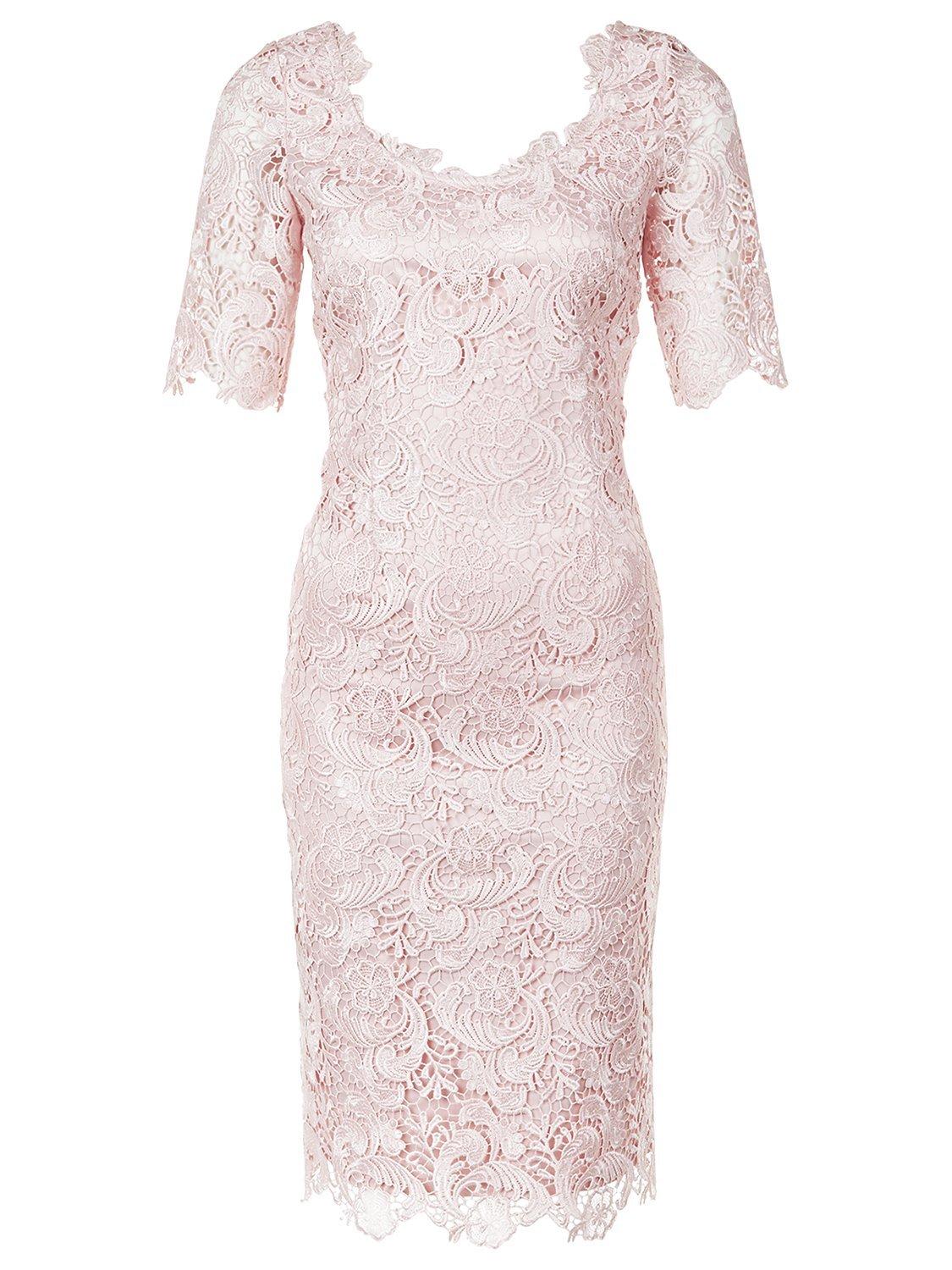 Jacques Vert Luxury Lace Dress Light Pink