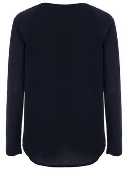 French Connection Polly Plains Long Sleeve Top, Utility Blue - view 2, Utility Blue