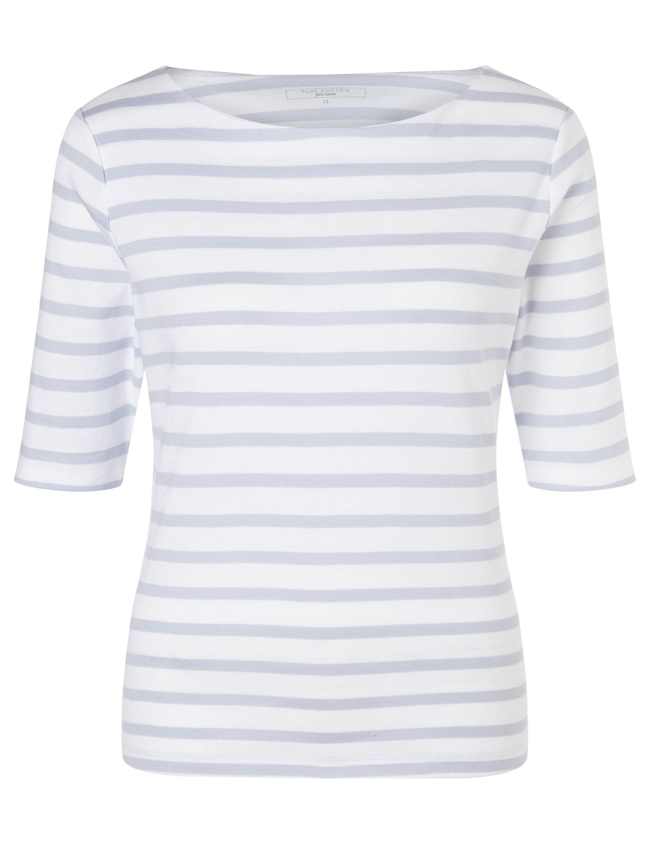 John Lewis & Partners Half-Sleeve Breton Stripe Top