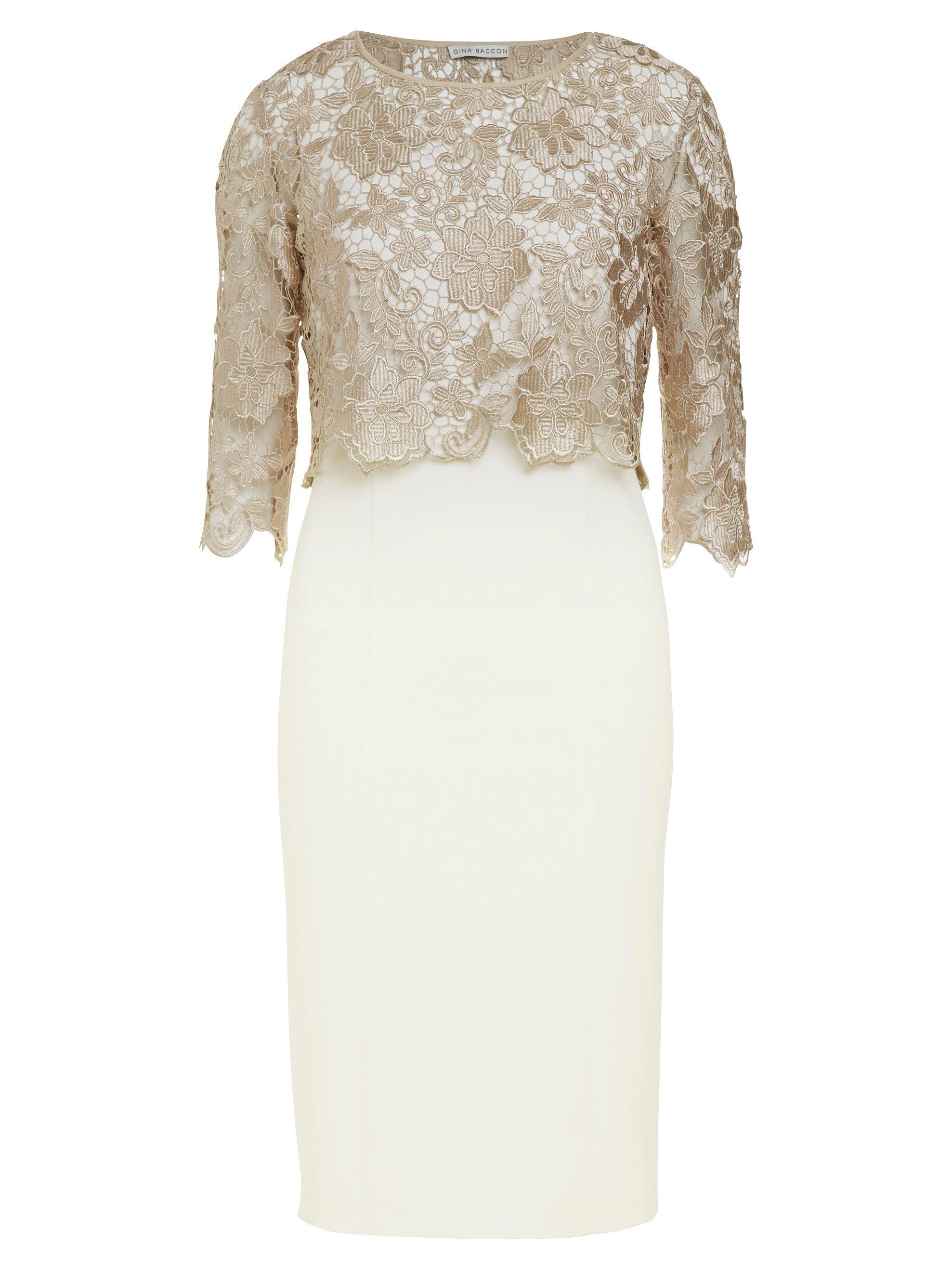 Gina Bacconi Metallic Guipure Top Dress