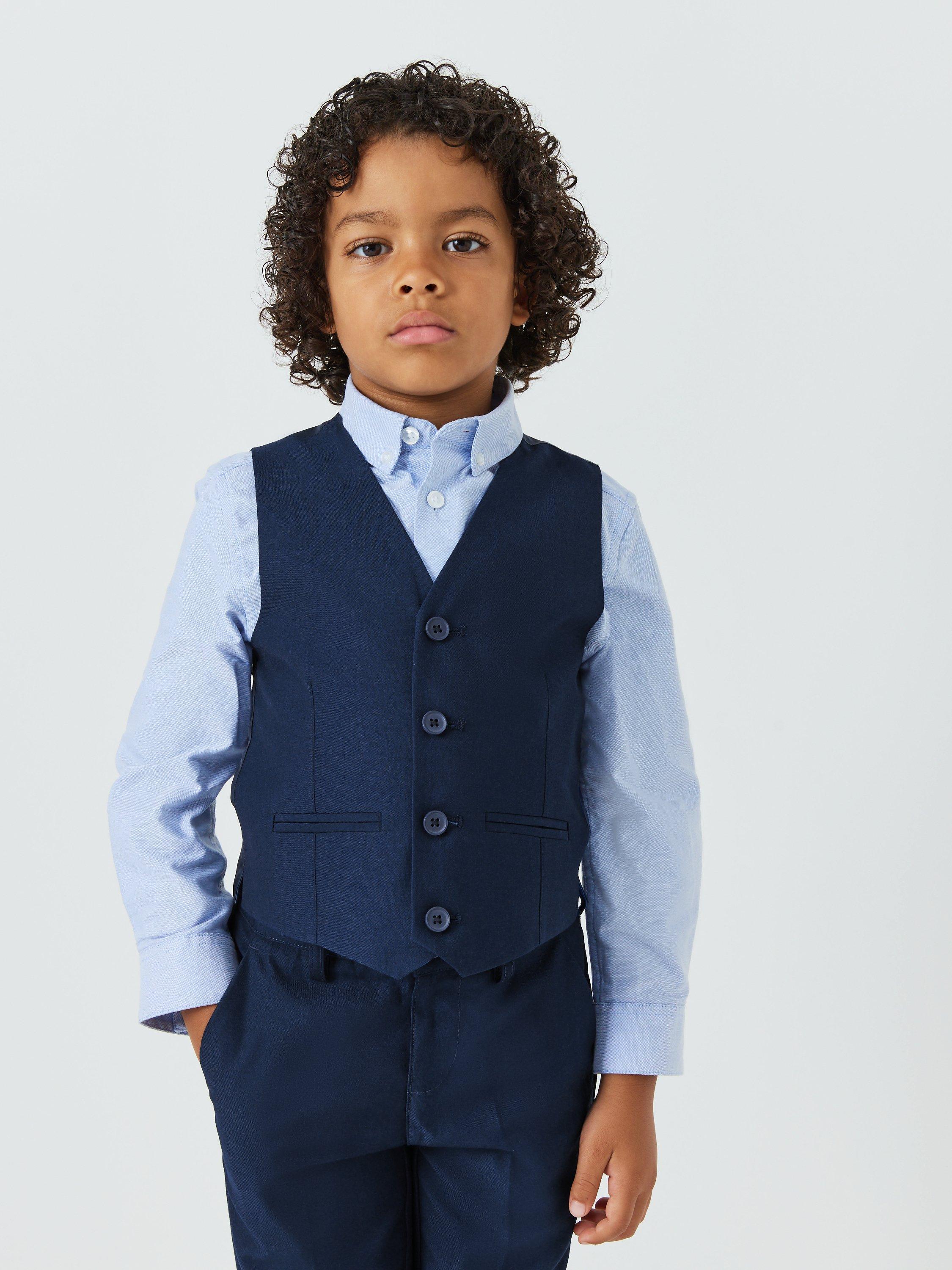 John Lewis Heirloom Collection Kids Twill Suit Waistcoat Blue