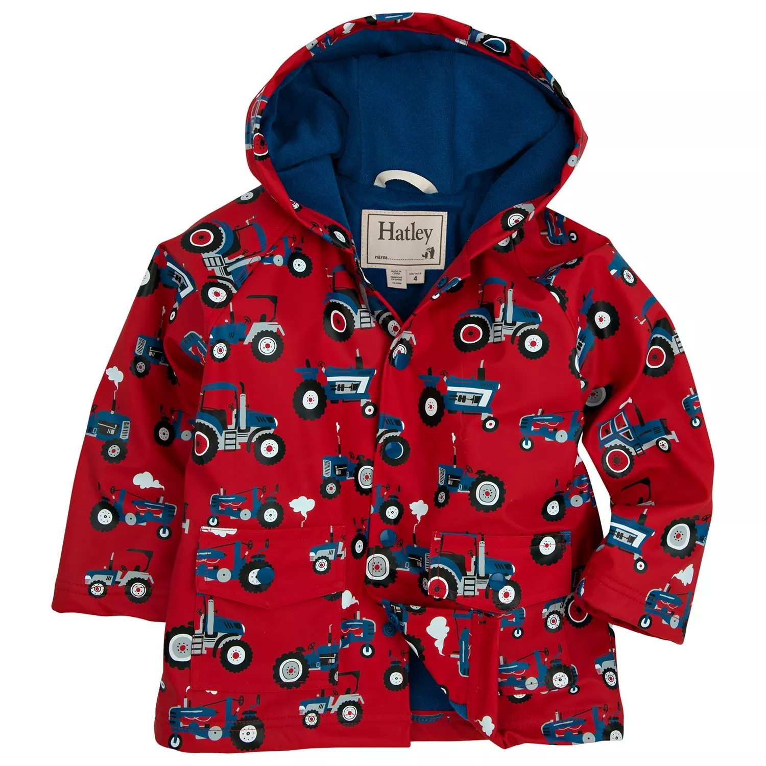 Hatley Boys Farm Tractors Rain Jacket Red Multi