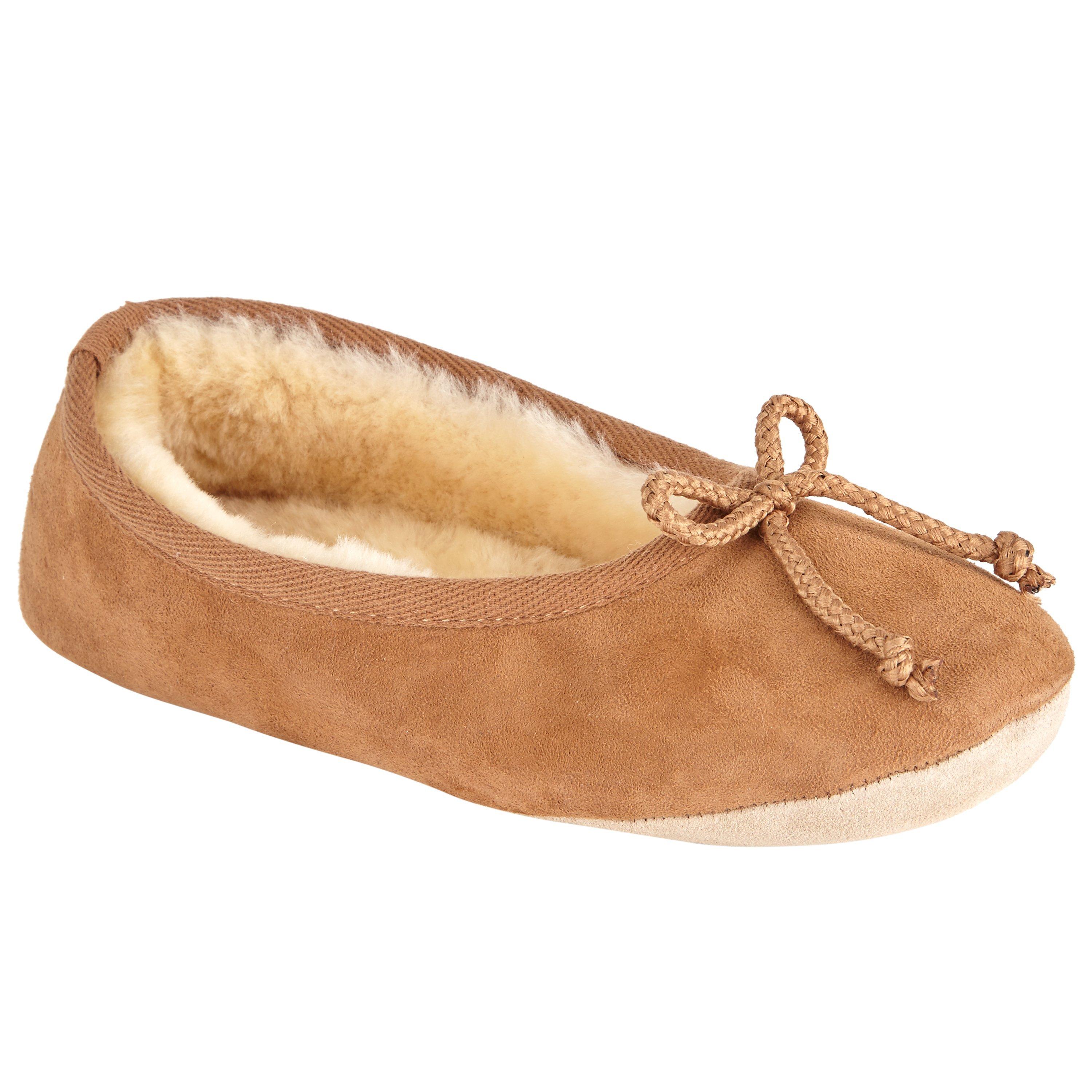 John Lewis Sheepskin Ballerina Slippers, Chestnut