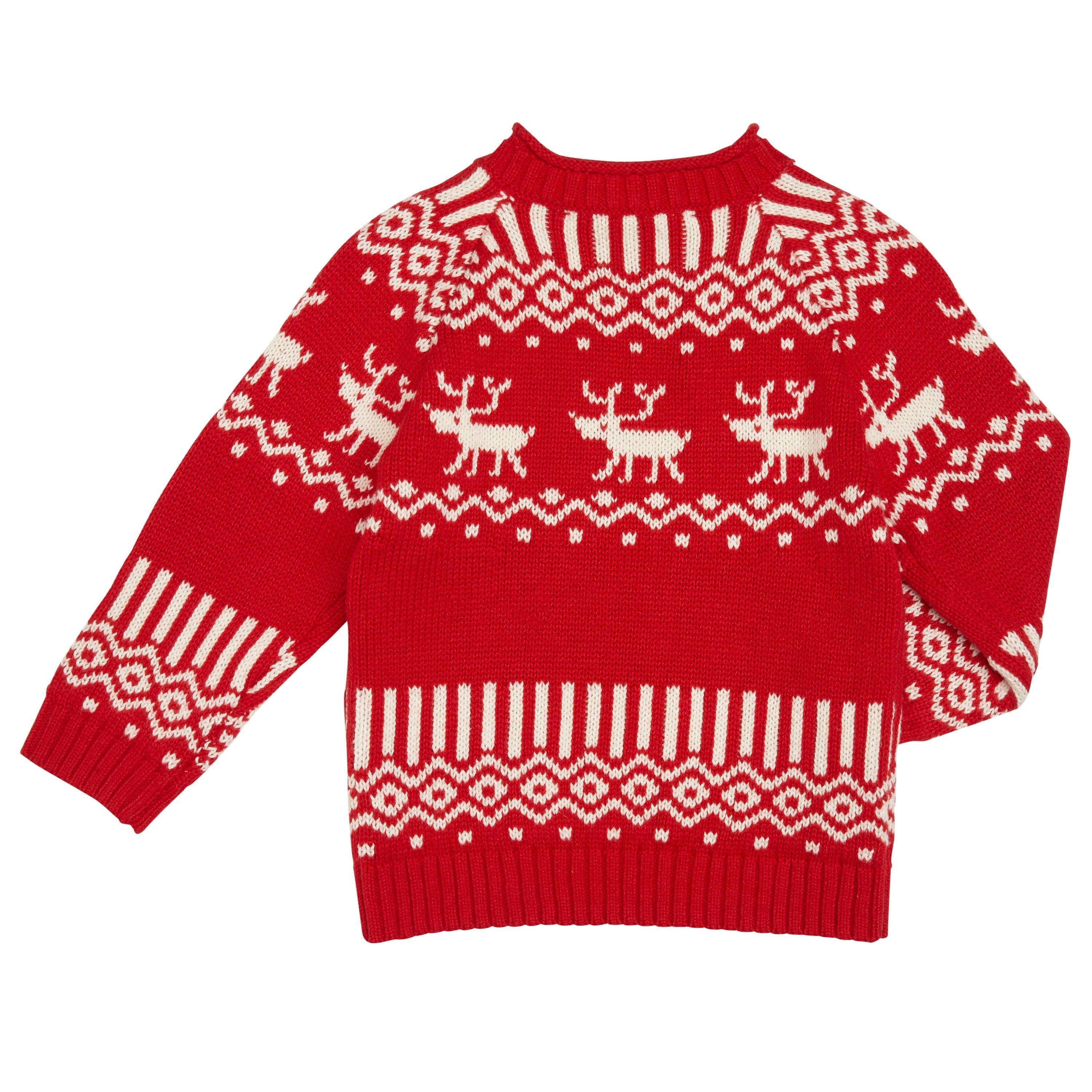 John Lewis Baby Reindeer Fairisle Christmas Jumper Red