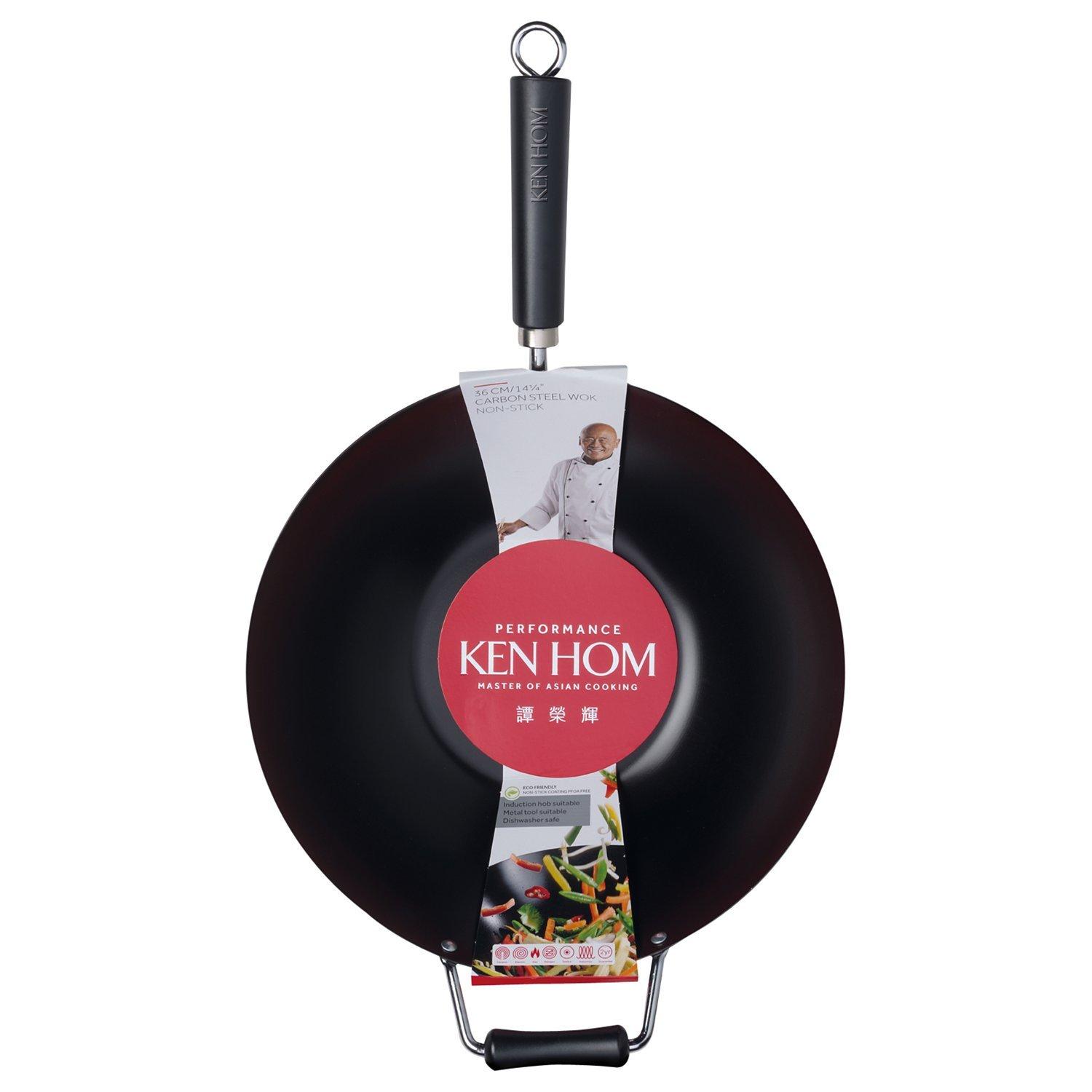 Ken Hom Non-Stick Carbon Steel Performance Wok, 36cm