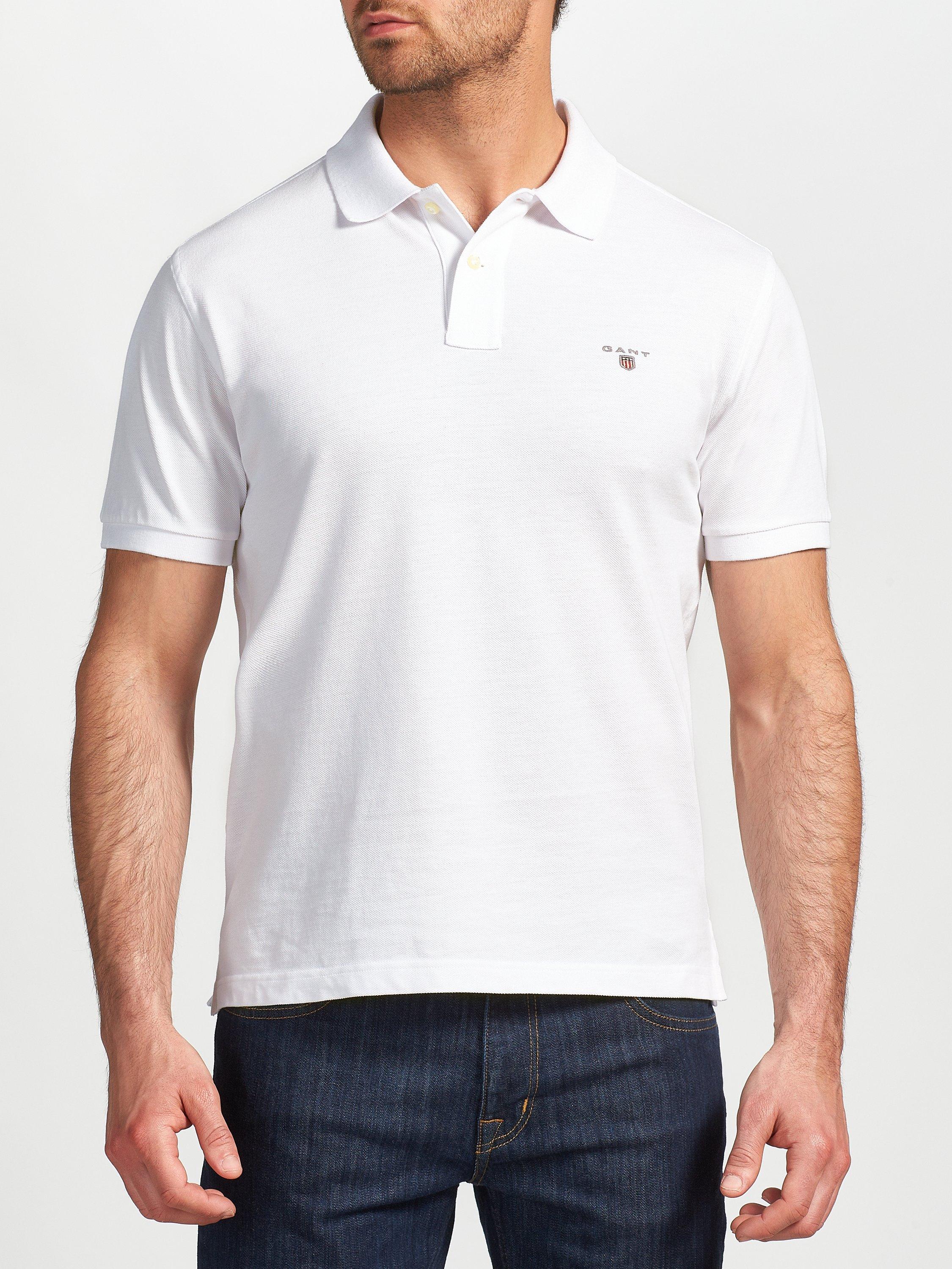 GANT Solid Pique Polo Shirt, White, M