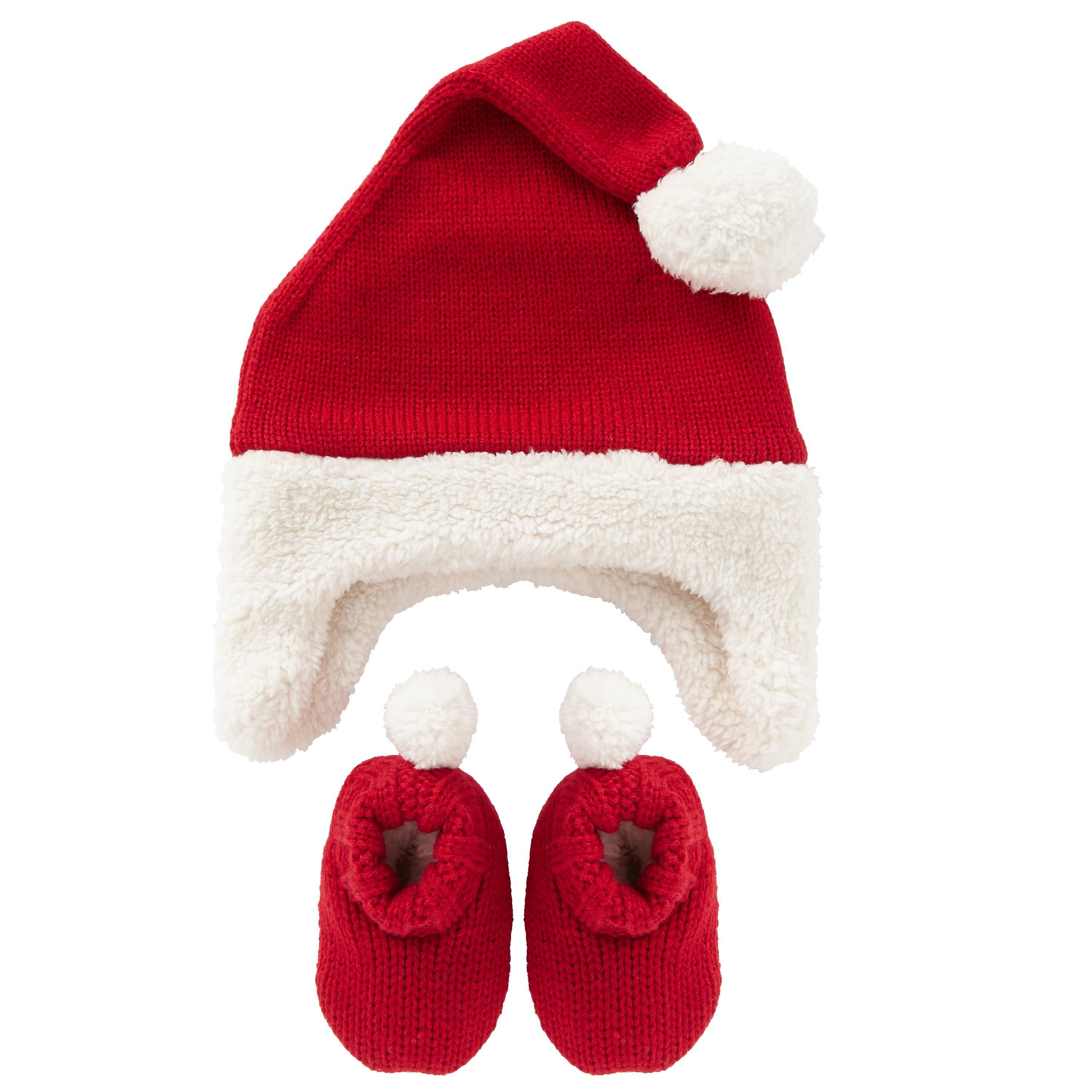 John Lewis Baby's Santa Hat and Booties Set, Red