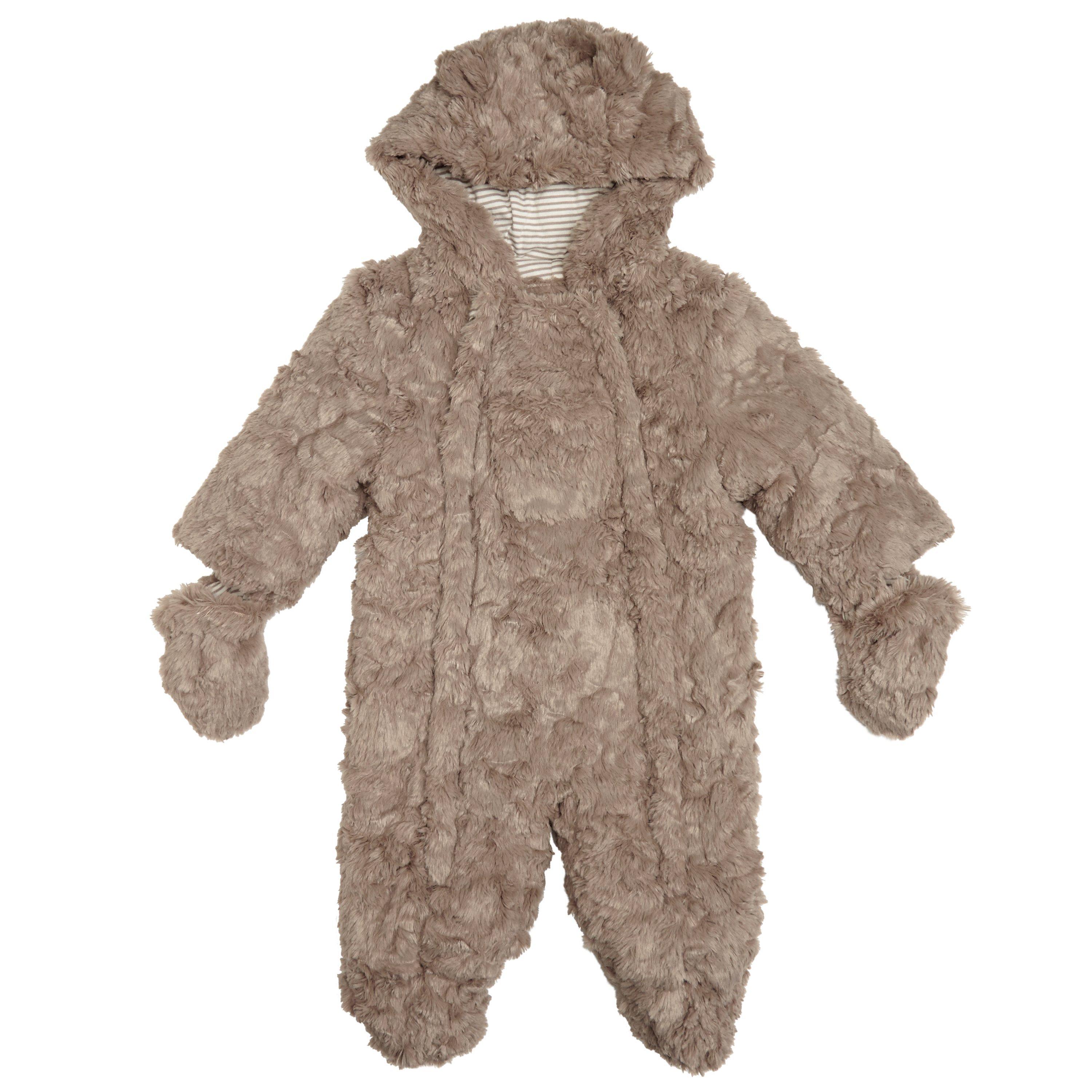 John Lewis Baby's Teddy Faux Fur Pramsuit, Brown