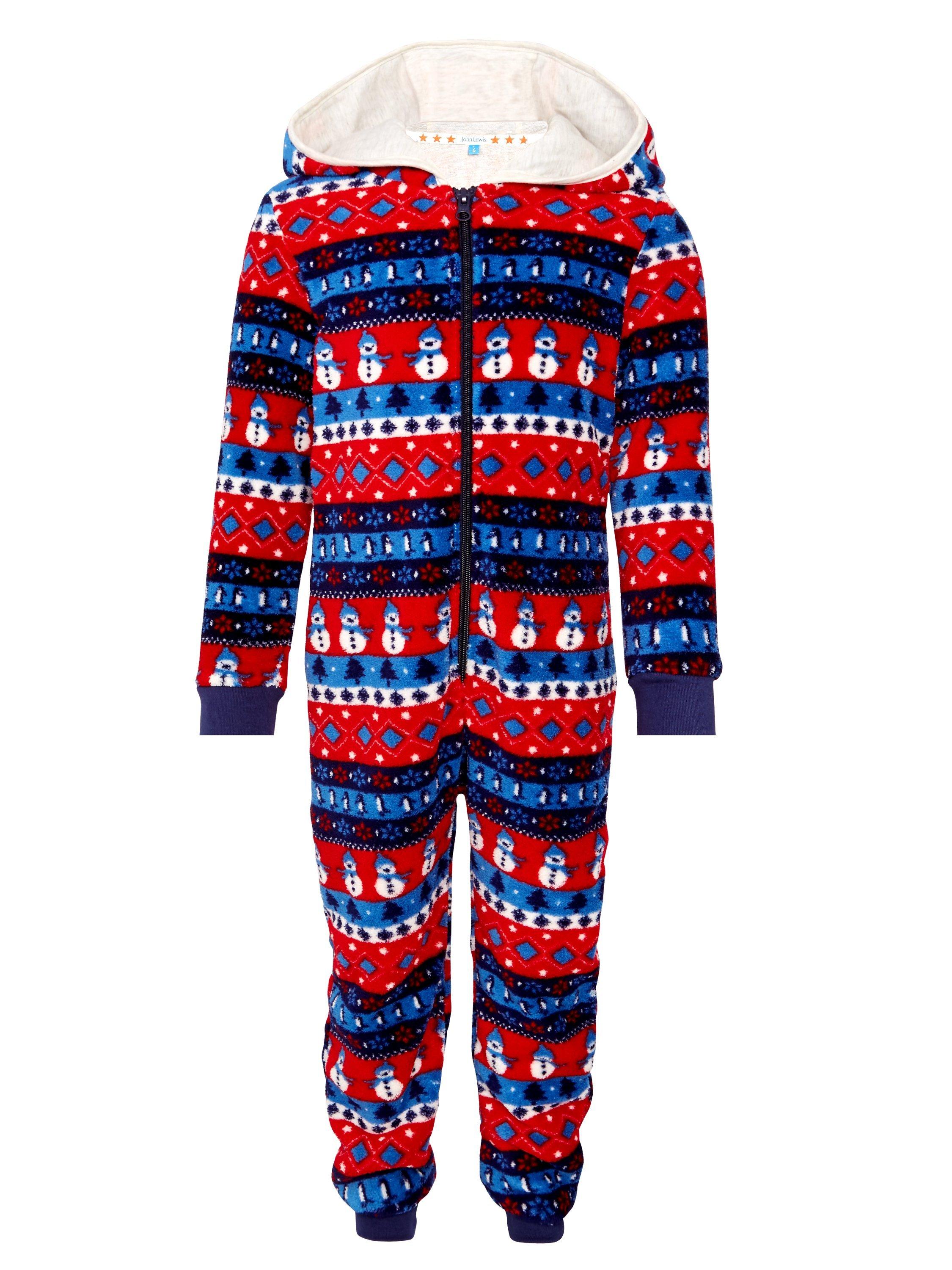 John Lewis & Partners Boy Festive Fairisle Onesie, Red/Blue
