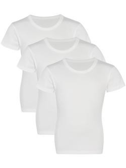 John Lewis Kids' Short Sleeve T-Shirt Vest, Pack of 3, White, White