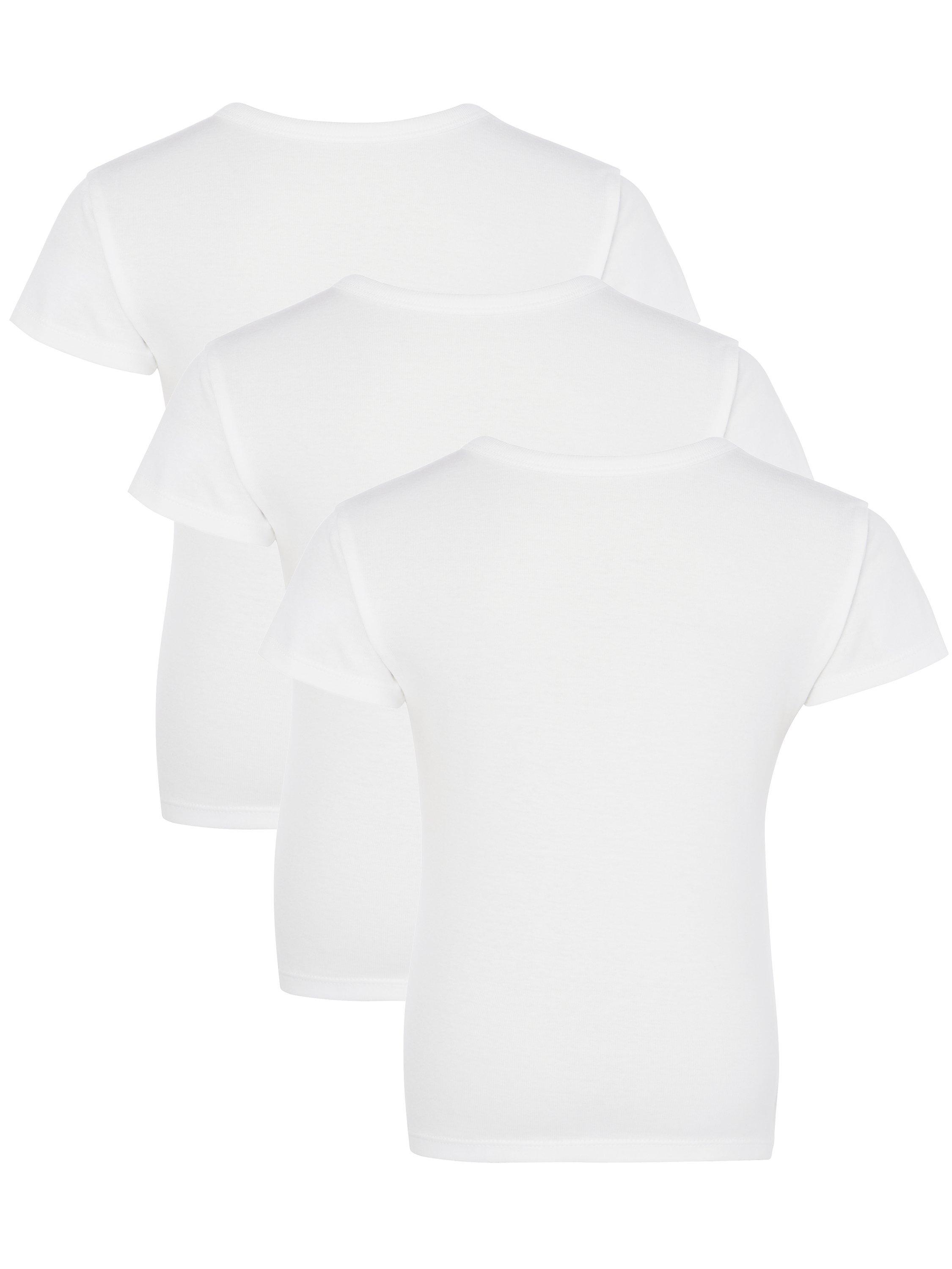 Product image 2 of 3, which shows John Lewis Kids' Short Sleeve T-Shirt Vest, Pack of 3, White, 2 years