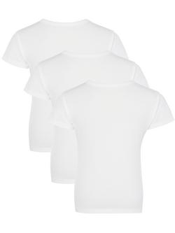 John Lewis Kids' Short Sleeve T-Shirt Vest, Pack of 3, White - view 2, White