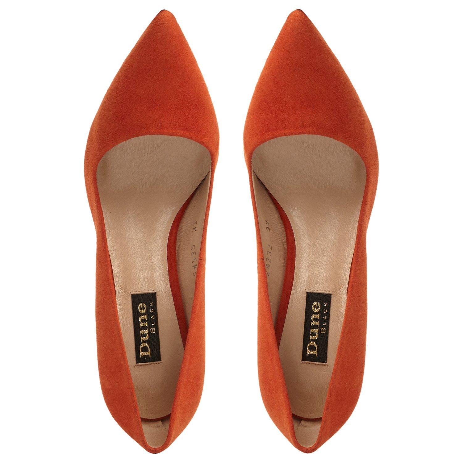 Dune Black Azra Toe Point Stiletto Court Shoes Burnt Orange Suede