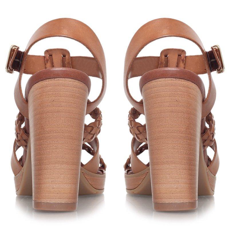 Carvela Krill Block Heel Sandals Tan Leather