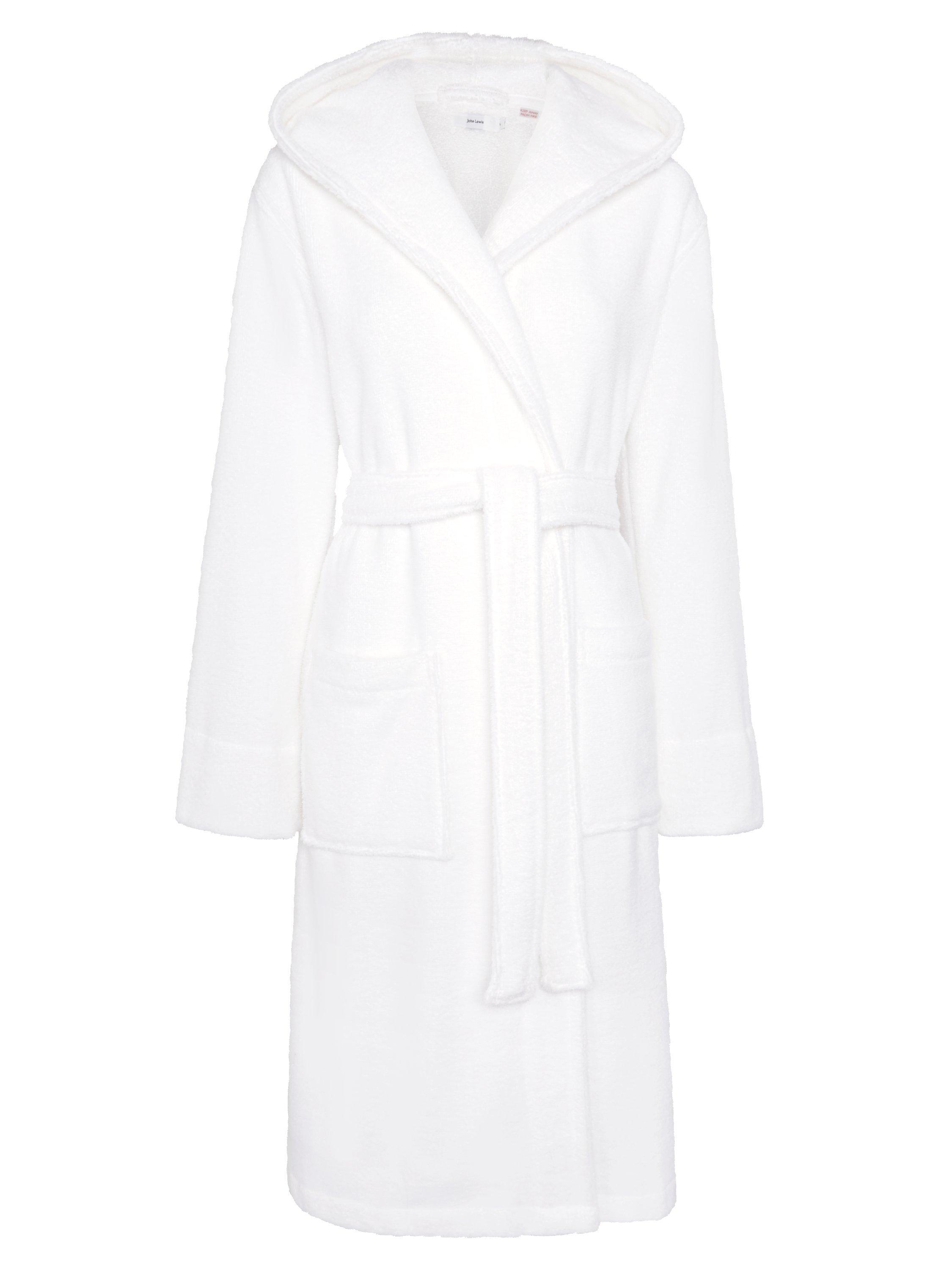 John Lewis Hooded Luxury Towelling Robe, White