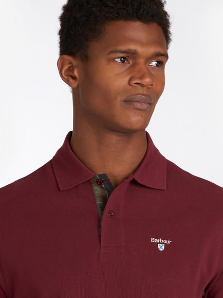 Barbour Tartan Pique Cotton Short Sleeve Polo Shirt, Ruby