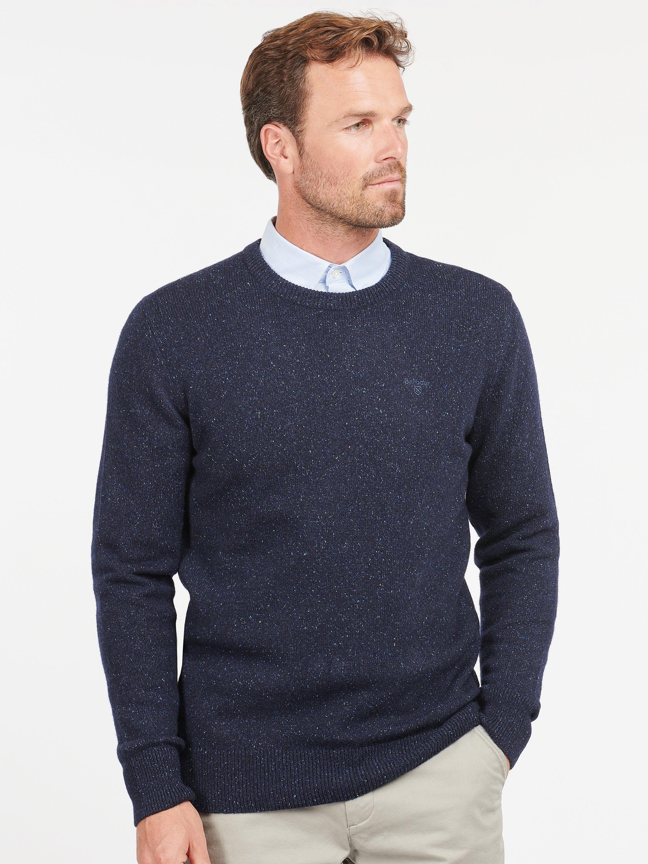 Barbour Tisbury Lambswool Crew Neck Jumper, Navy