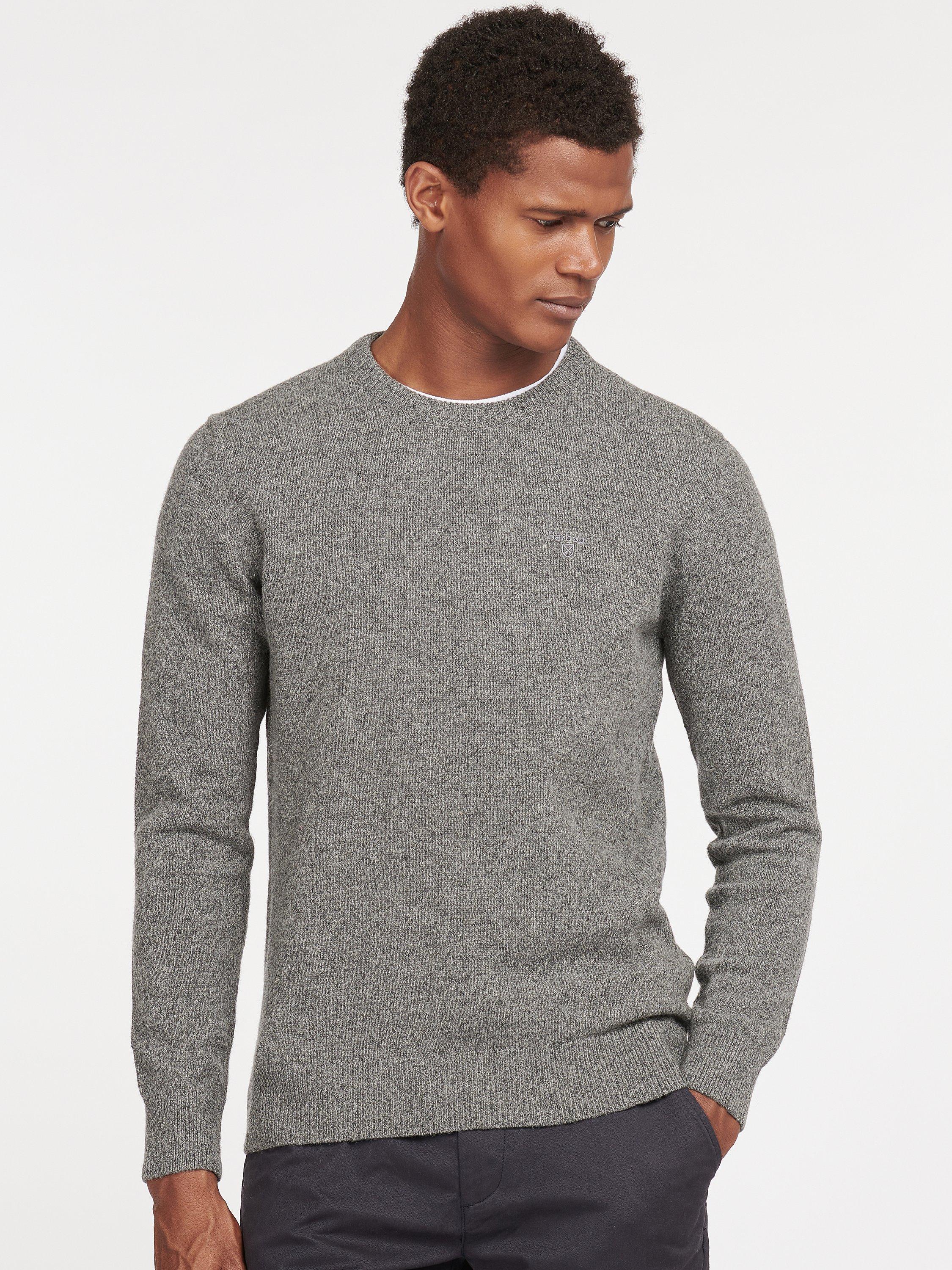 Barbour Tisbury Lambswool Crew Neck Jumper, Grey
