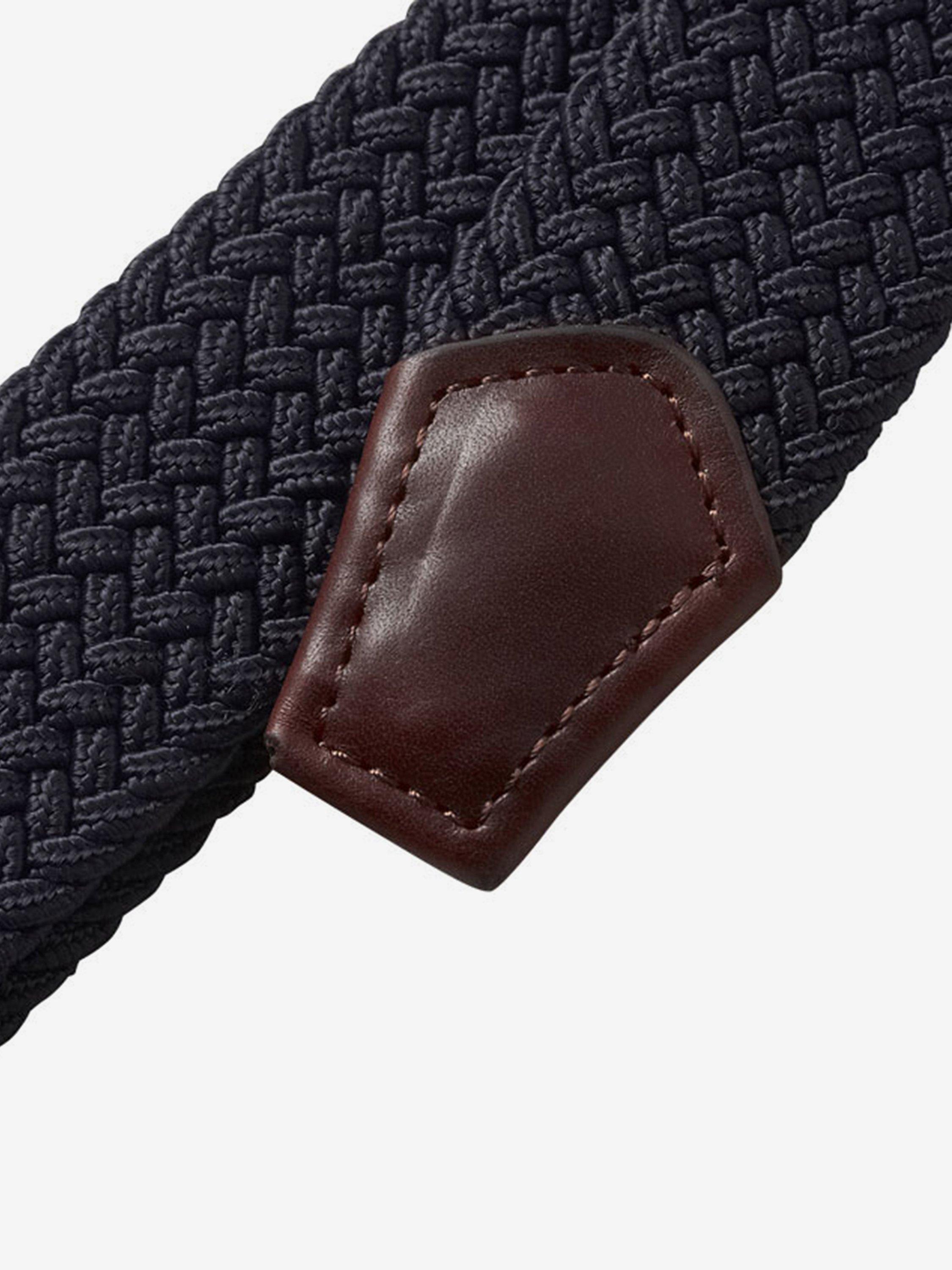 Product image 3 of 5, which shows Barbour Webbing Leather Trim Belt, Navy, M