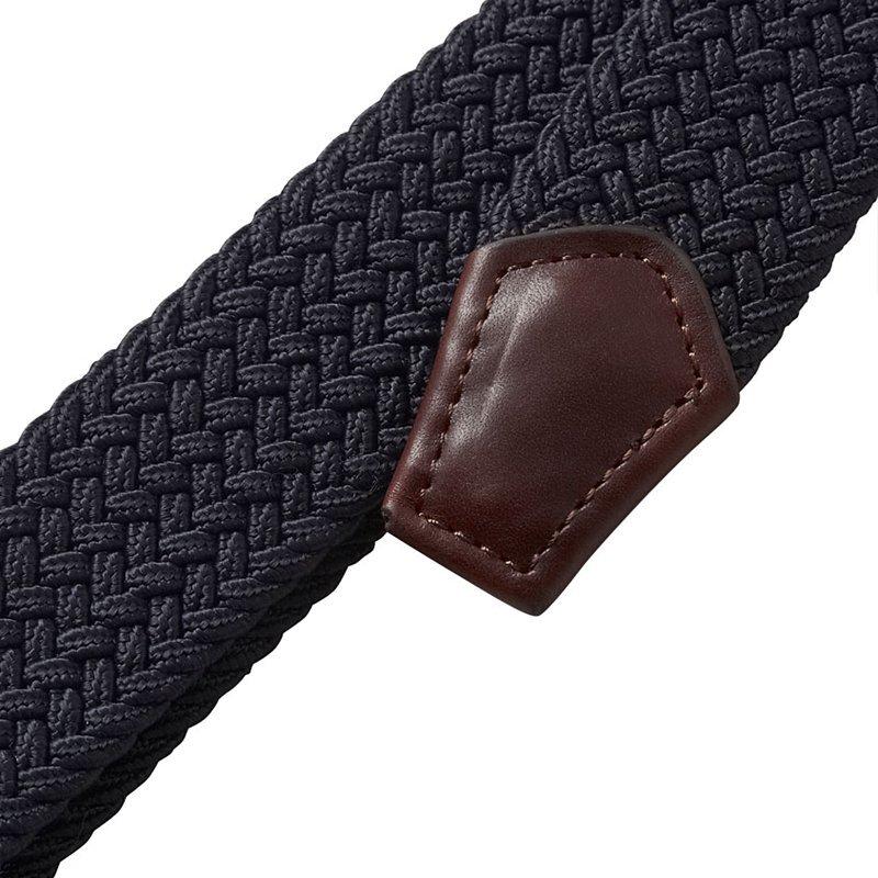 Product image 5 of 5, which shows Barbour Webbing Leather Trim Belt, Navy, M