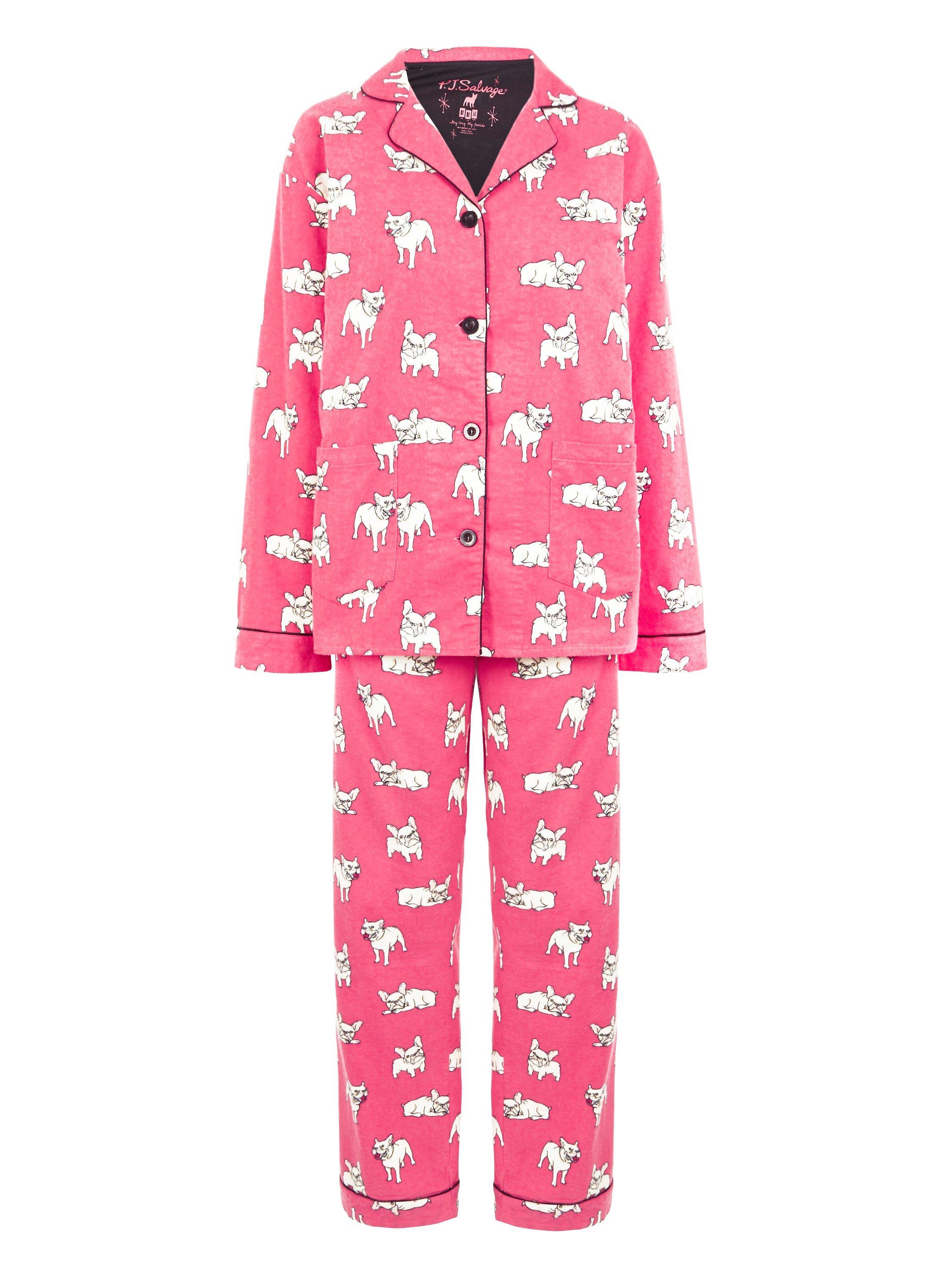Pj Salvage French Bulldog Pyjama Set Red