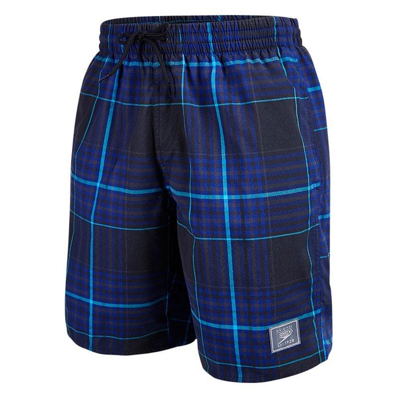 Speedo Check Leisure 18" Watershort Swim Shorts, Black/Blue