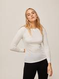 John Lewis Ribbed Long Sleeve Silk Thermal Vest, Ivory