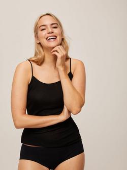 John Lewis Plain Silk Thermal Camisole, Black