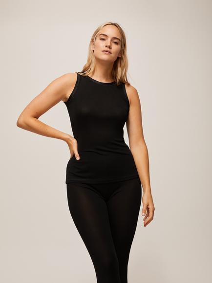 John Lewis Silk Thermal Vest, Black