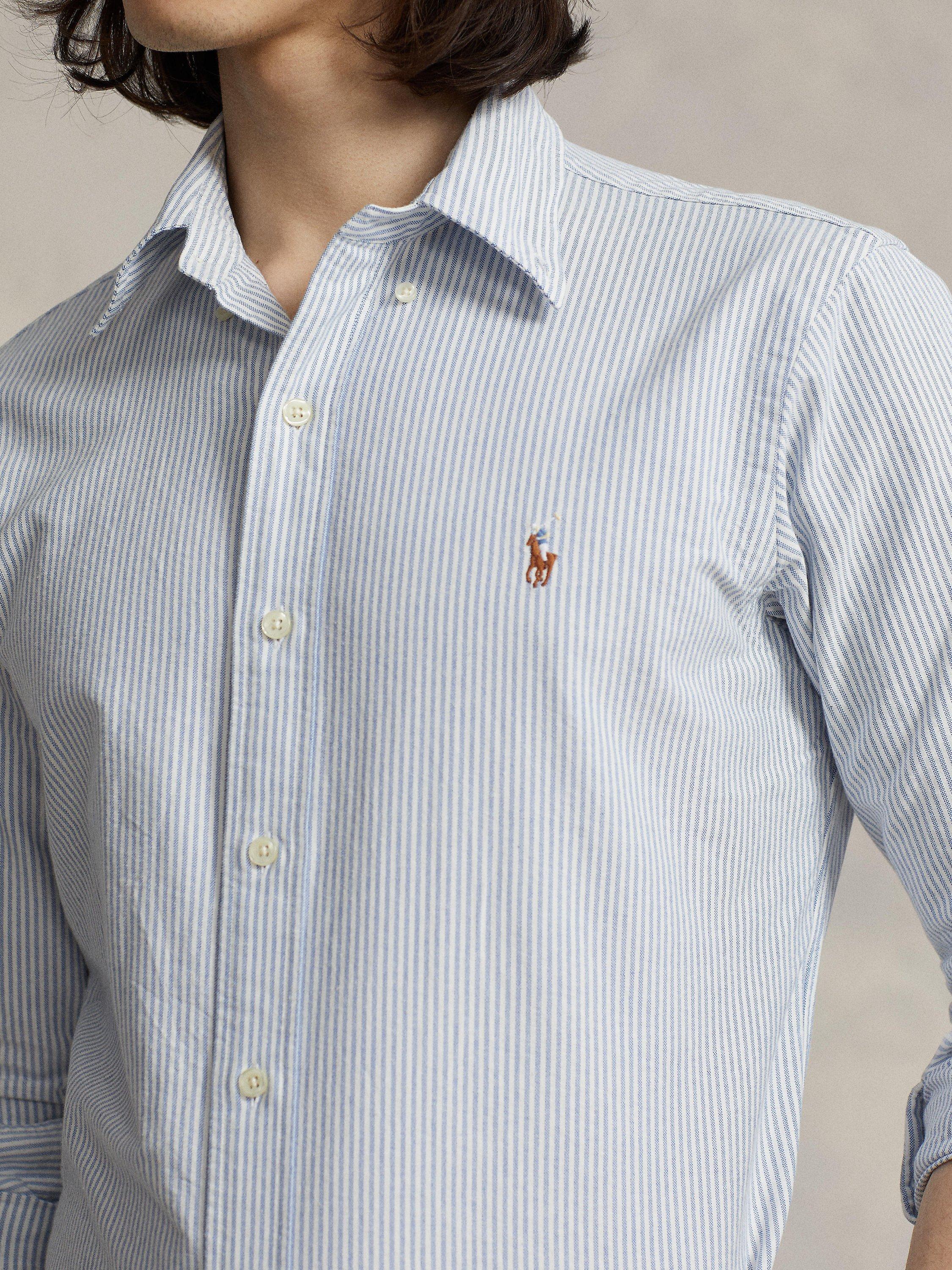 Product image 4 of 5, which shows Polo Ralph Lauren Custom Fit Oxford Shirt, Striped Blue/White, S