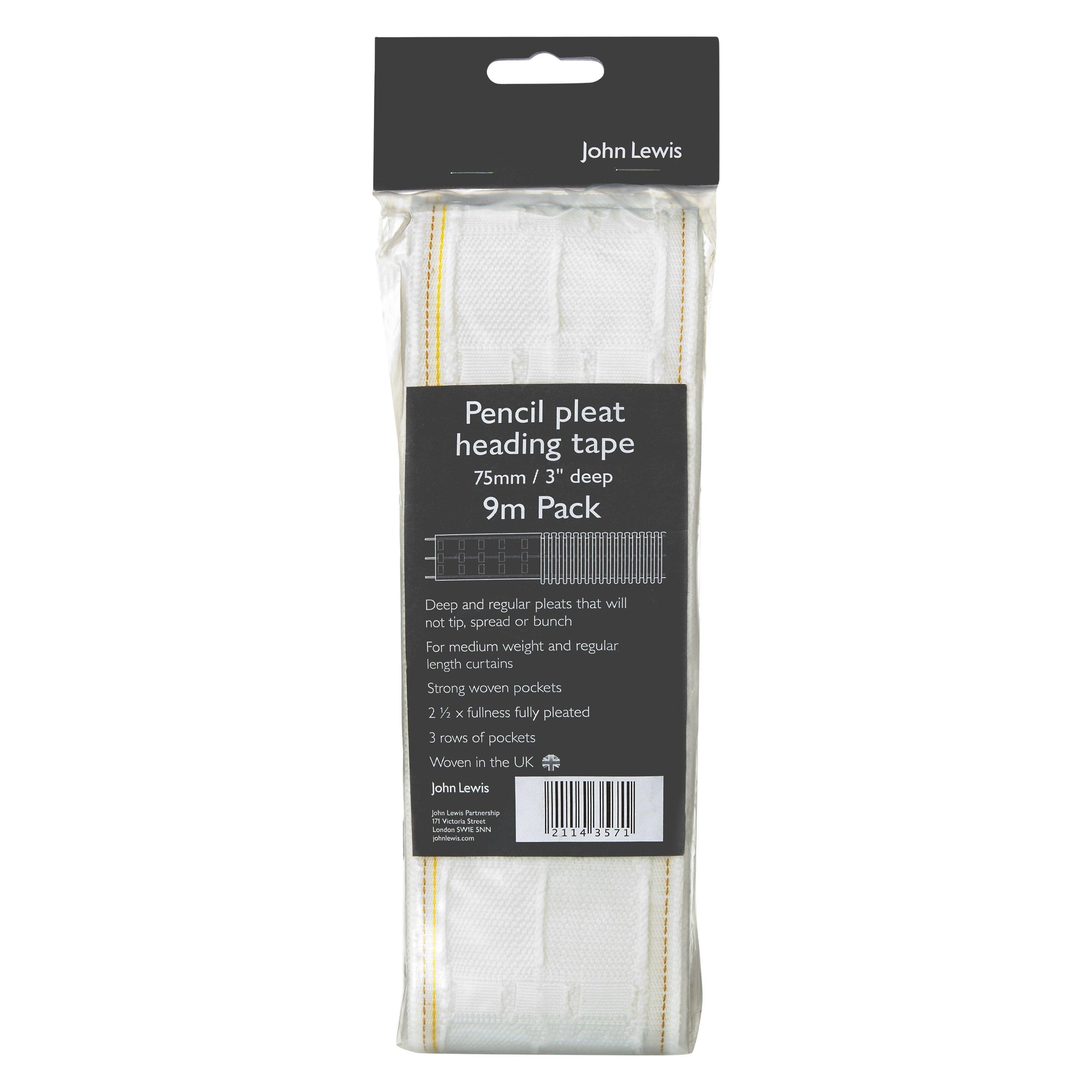John Lewis 75mm Pencil Pleat Curtain Heading Tape