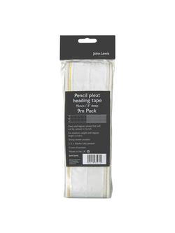 John Lewis 75mm Pencil Pleat Curtain Heading Tape, White