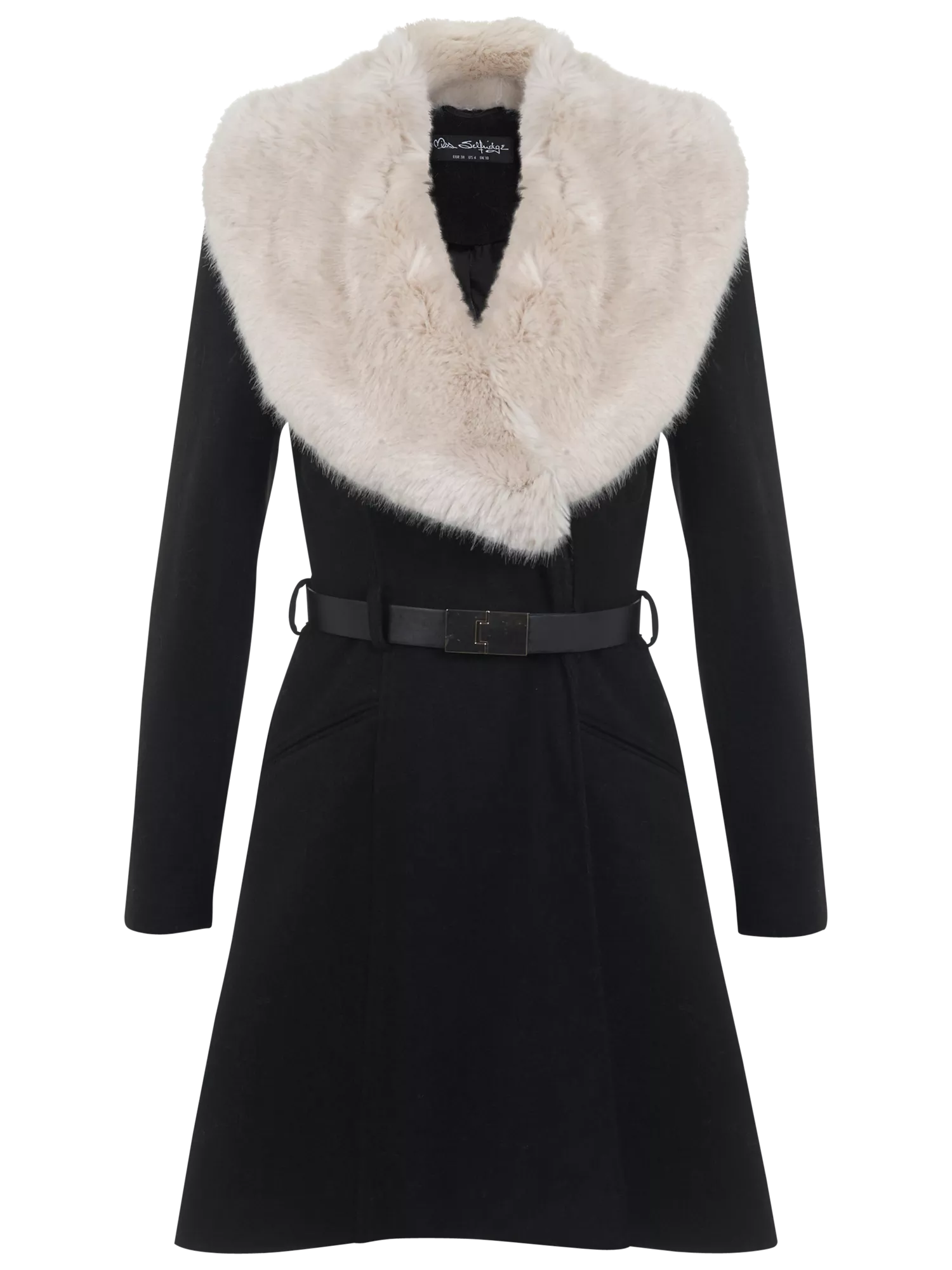 Miss selfridge black belted puffer jacket hotsell