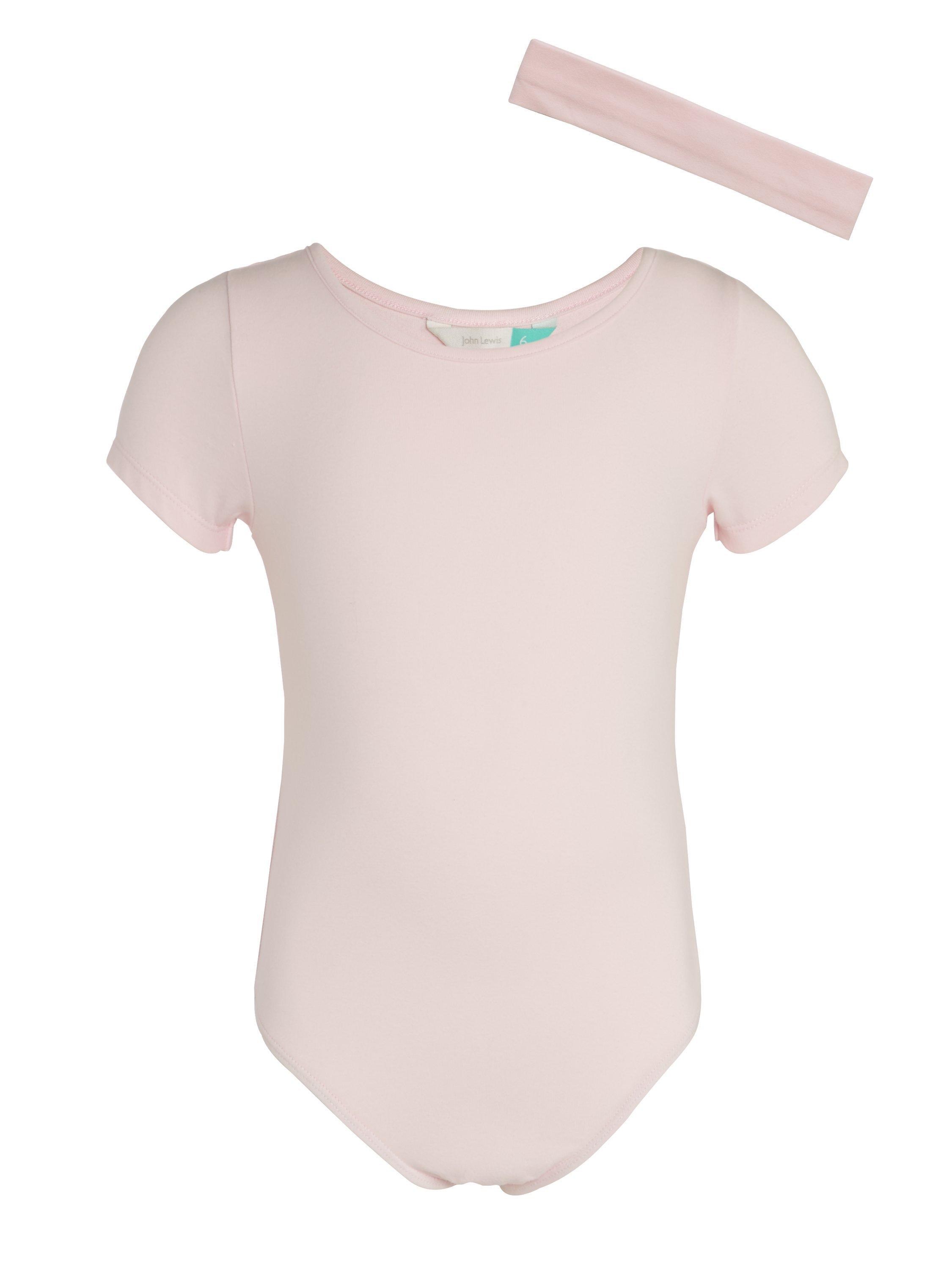 John Lewis Kids' Ballet Cap Sleeve Leotard With Headband, Pink