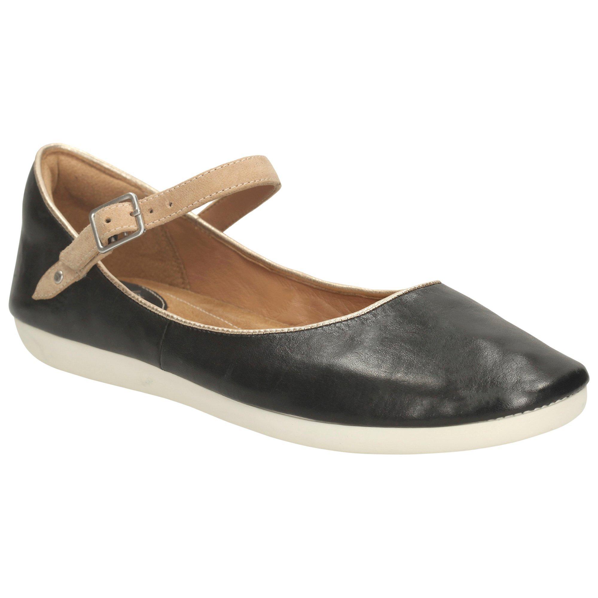 Clarks Feature Film Flat Mary Jane Pumps Black Leather