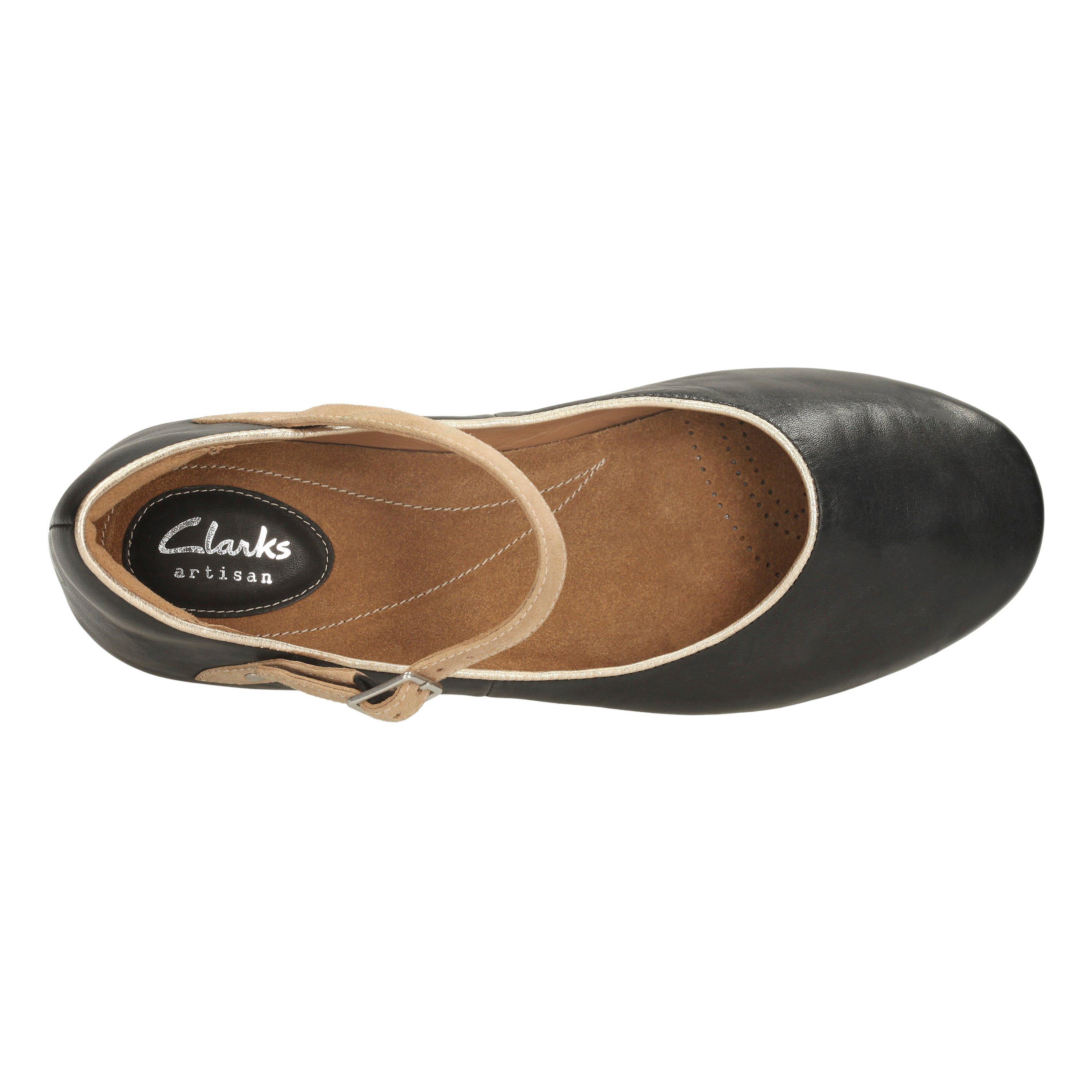 Clarks Feature Film Flat Mary Jane Pumps Black Leather