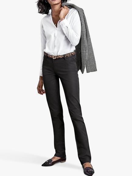 Pure Collection Cotton Stretch Straight Leg Jeans - view 2, Black