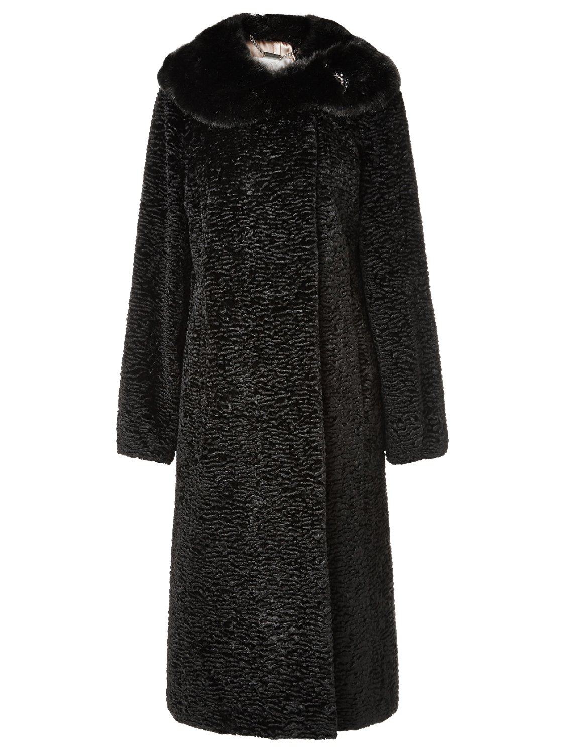 Jacques Vert Faux Fur Astrakhan Coat Black