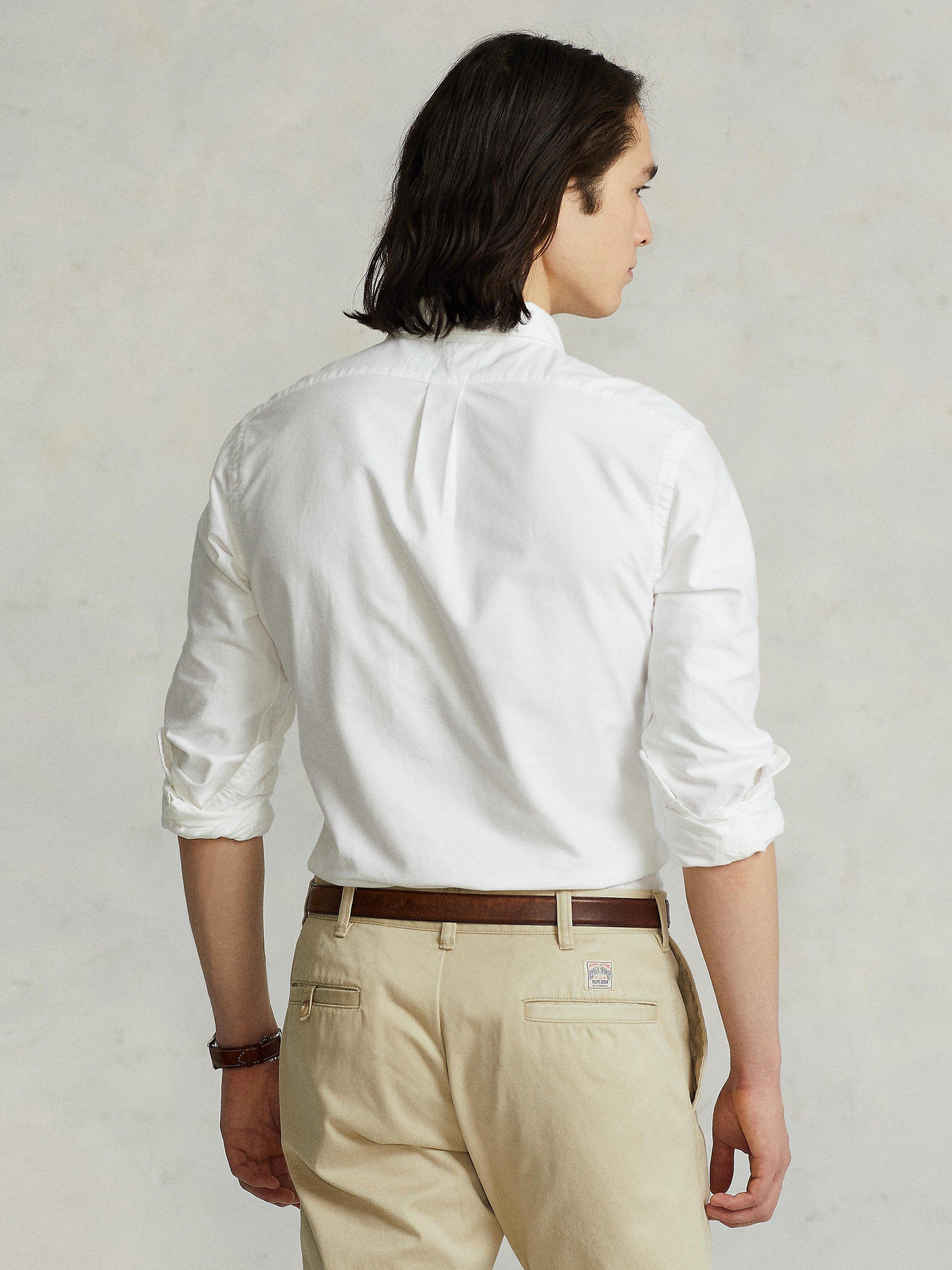 Product image 2 of 6, which shows Polo Ralph Lauren Cotton Oxford Slim Fit Shirt, White, S