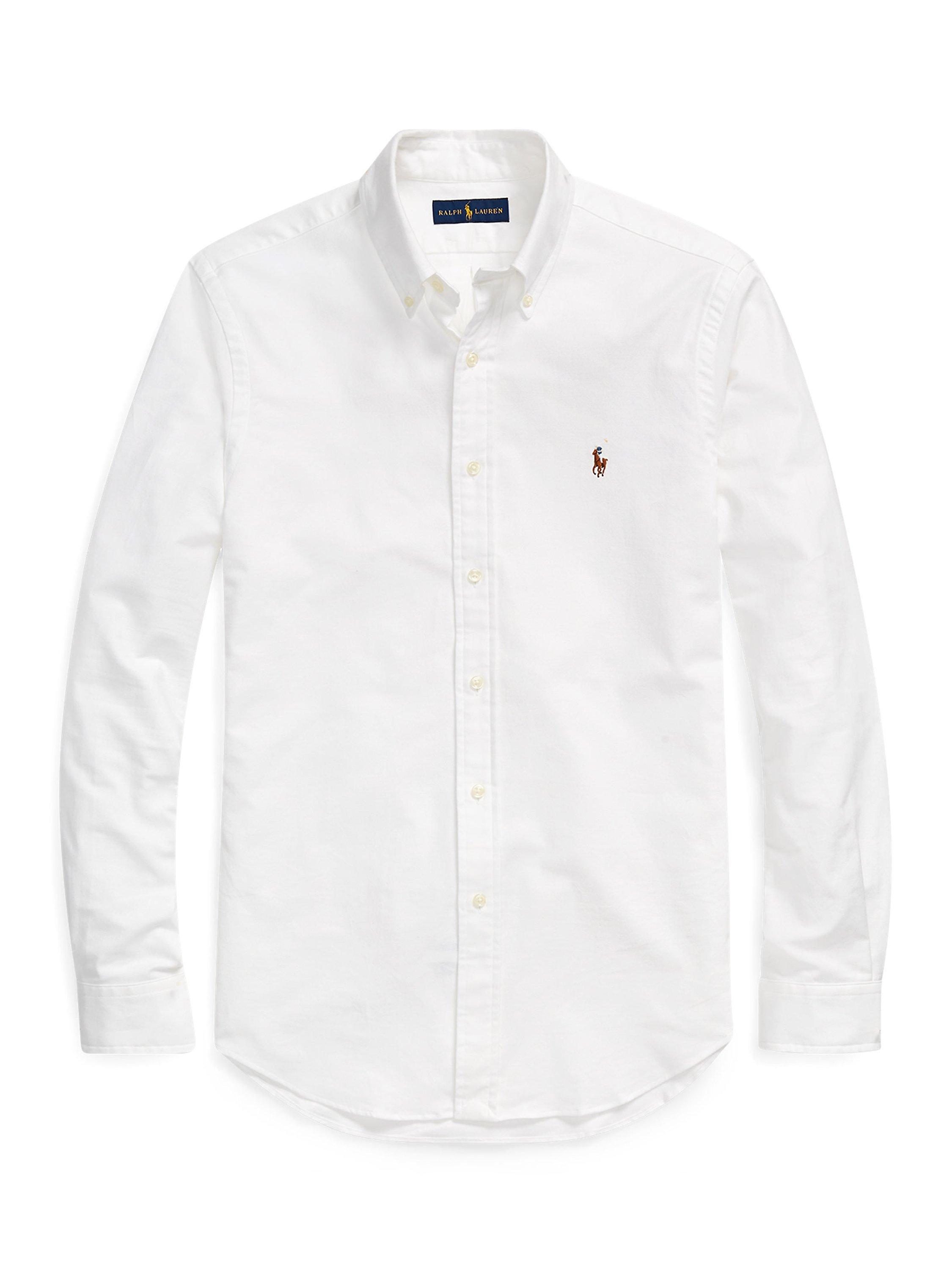 Polo ralph lauren slim fit pique shirt player logo button down in white best sale