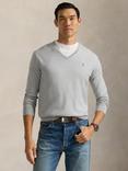 Polo Ralph Lauren Pima Cotton V Neck Jumper, Light Heather Grey