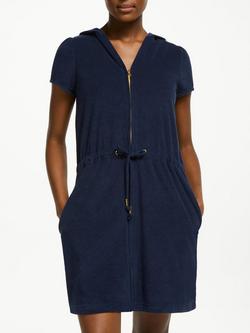 John Lewis Zip Towelling Dress, Navy, Navy