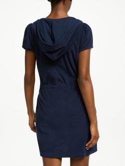 John Lewis Zip Towelling Dress, Navy - view 2, Navy