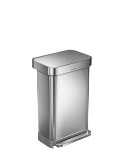 Simplehuman Rectangular Liner Pocket Pedal Bin, Brushed Stainless Steel, 45L, Silver