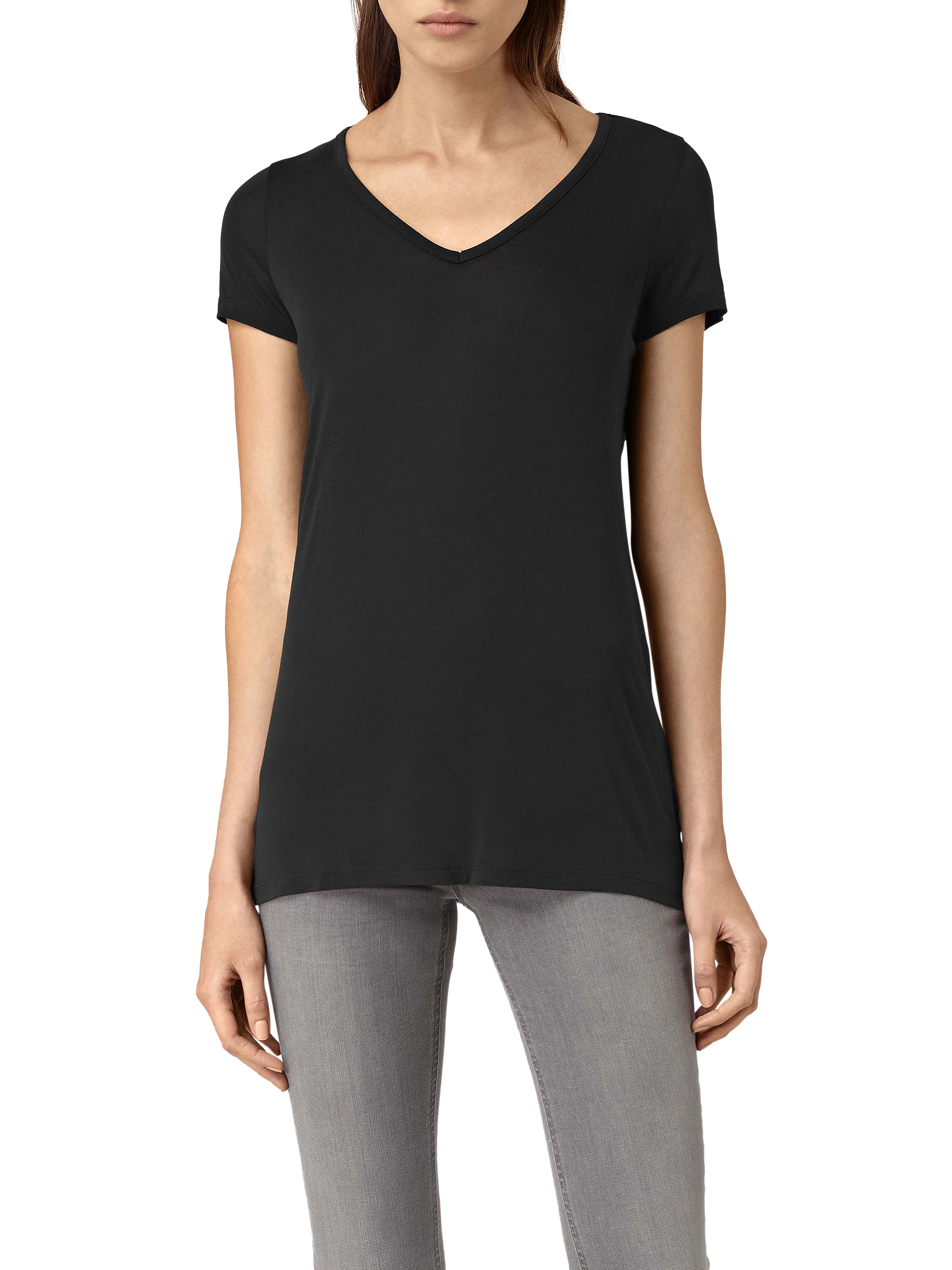 AllSaints Malin Silk Blend T-Shirt, Black