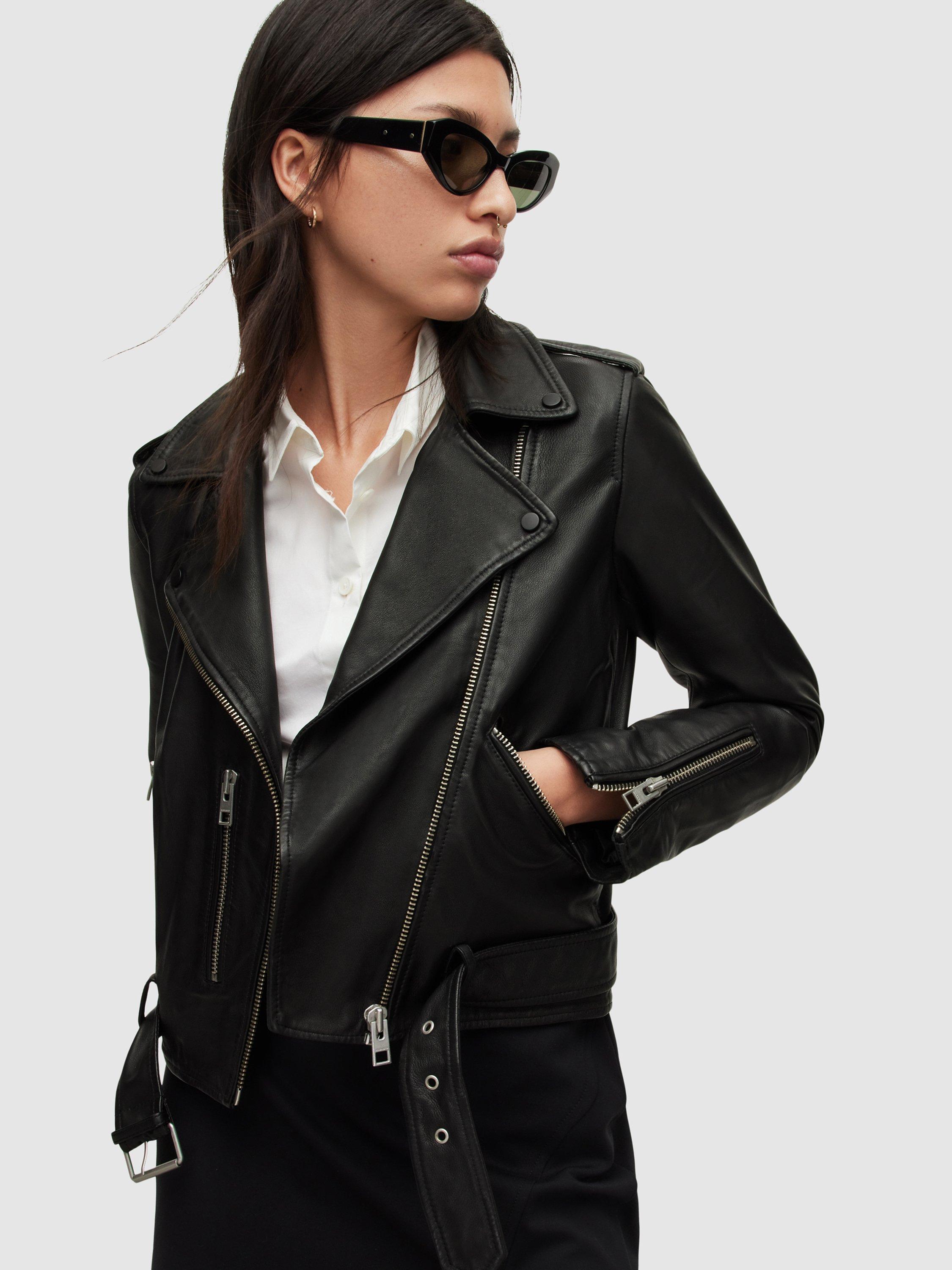 John lewis black leather jacket best sale