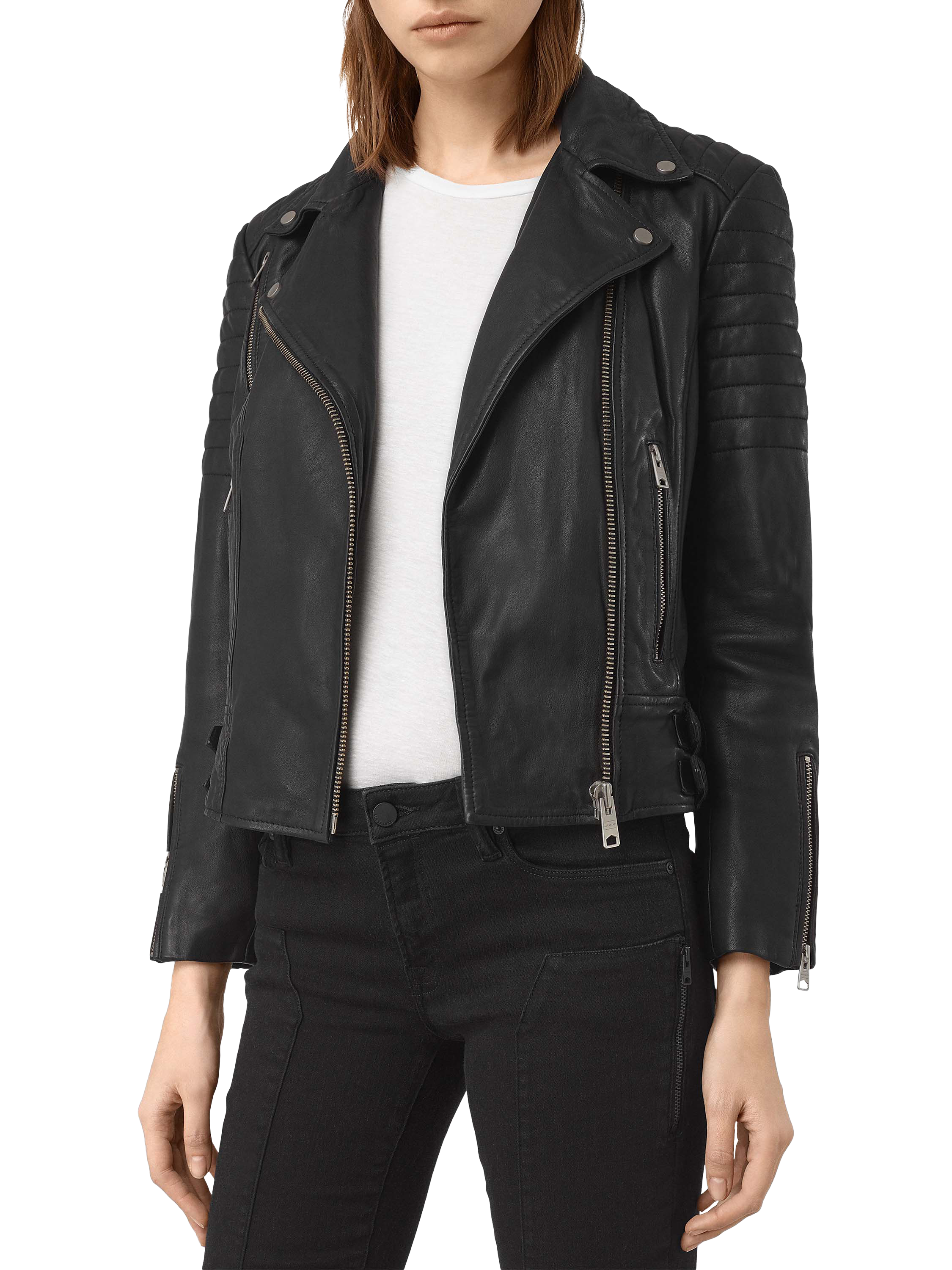 AllSaints Papin Leather Biker Jacket Black